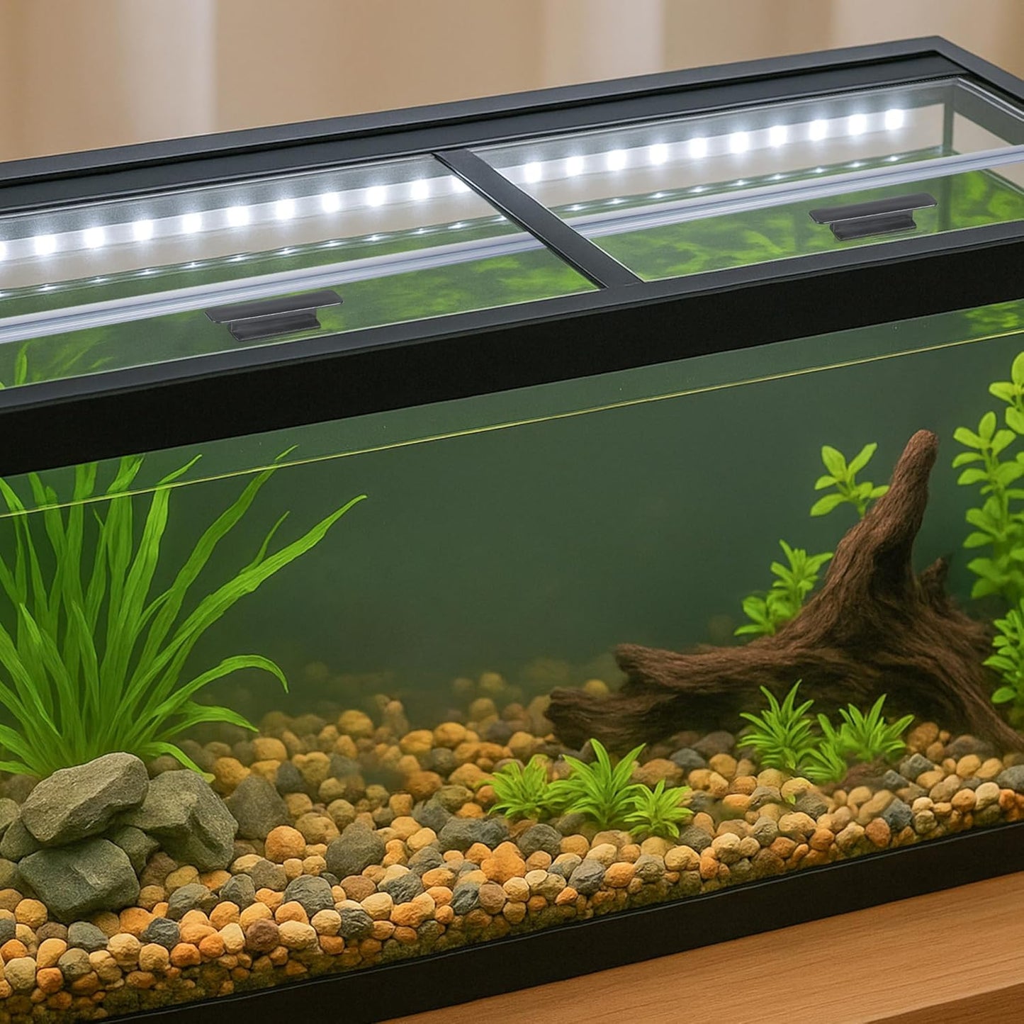 2PCS Set Clear Tempered Glass Canopy,75/90/110 Gallon Aquarium Fish Tank Hoods for Aqueon (22.08x16.57x 0.16in Each Piece)