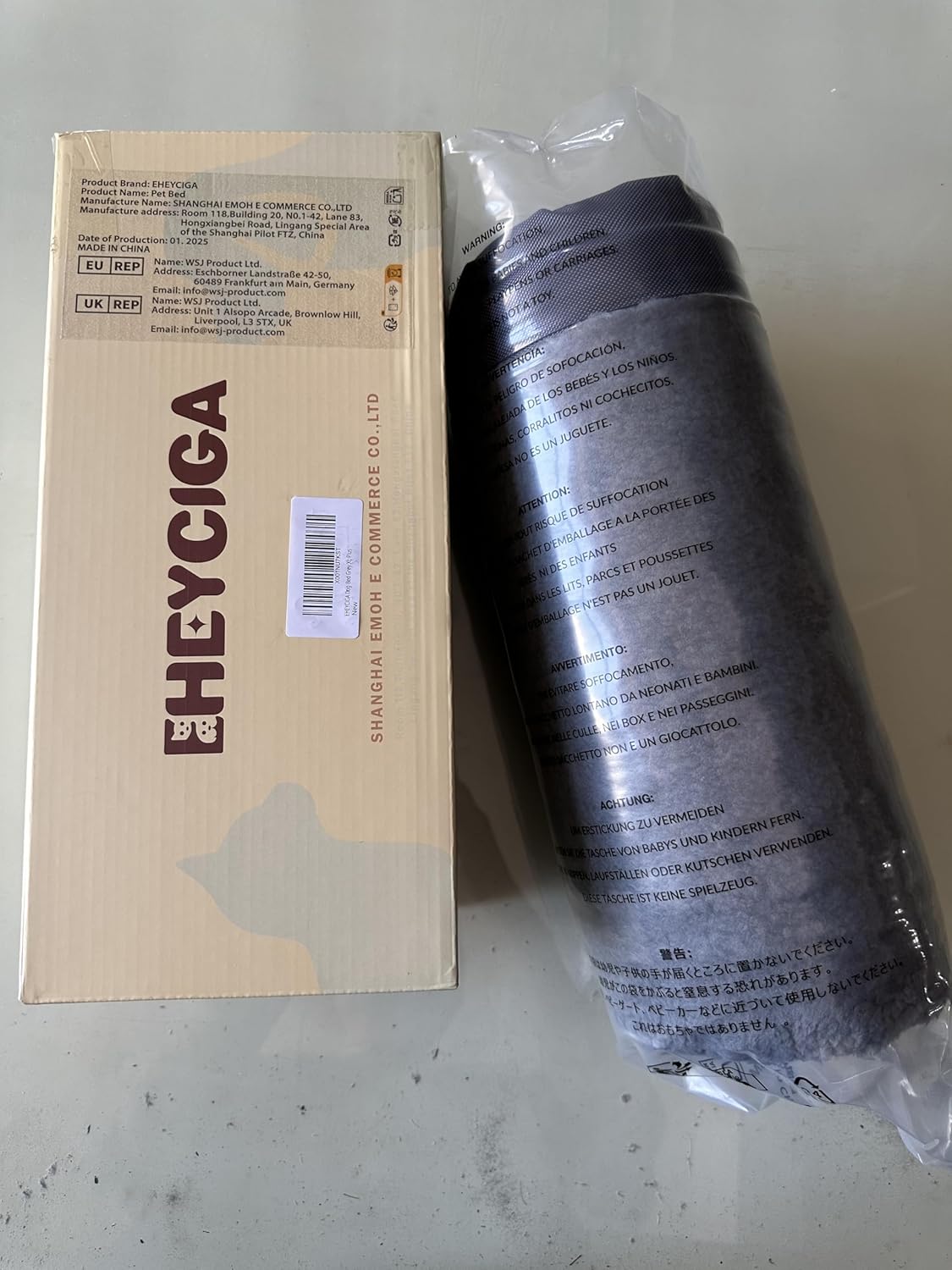 EHEYCIGA Orthopedic XL Dog Beds for Extra Large Dogs with Removable Washable Cover for Crate, Grey, 41x27