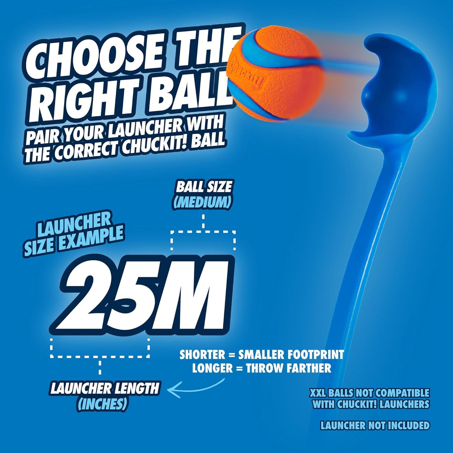 Chuckit! Pro Fetch Toy Dog Ball Launcher For Dogs; Compatible With Any Medium Chuckit! Medium Size 25 Inch + Glow Ball