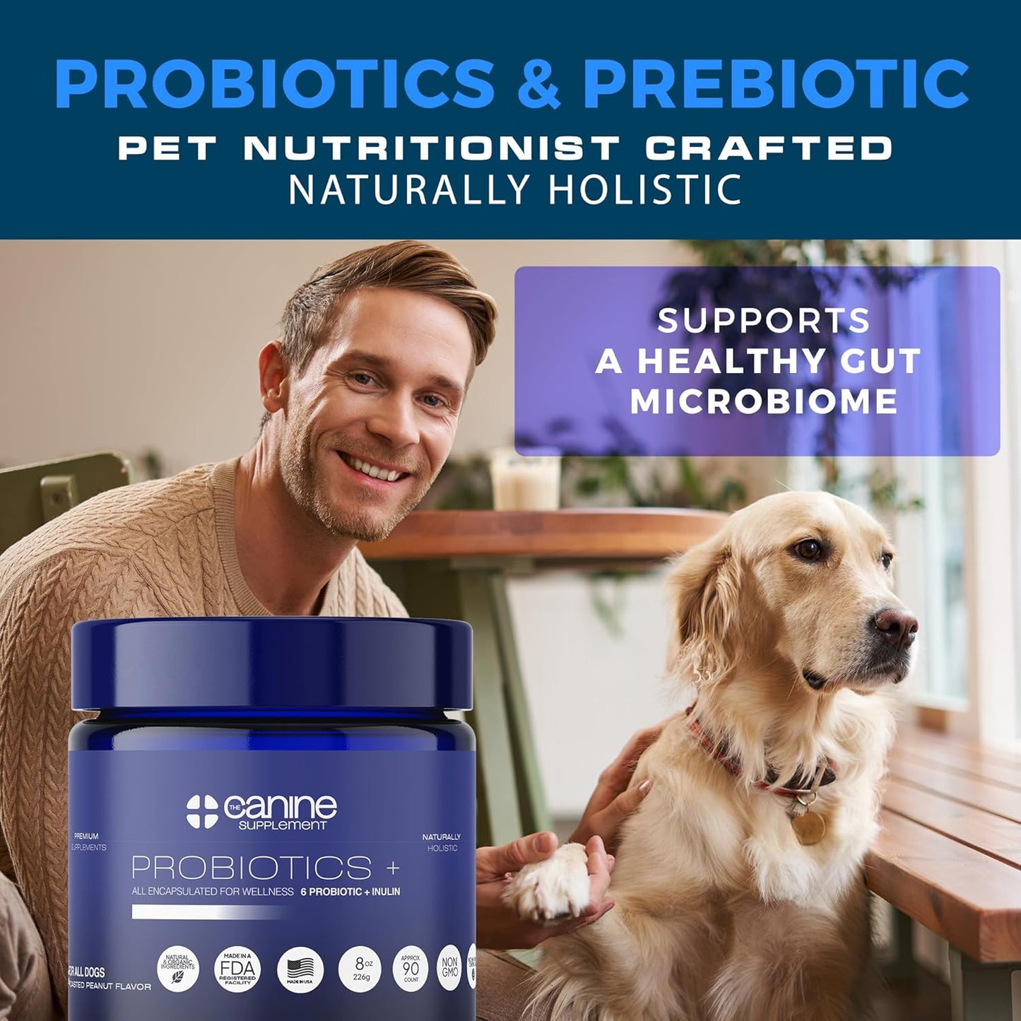 Probiotics for Dogs | Soft Chews with Digestive Enzymes, Pumpkin & Prebiotics | Supports Gut Health, Immunity, Stool Quality & Nutrient Absorption | Peanut Flavor, 90 Count