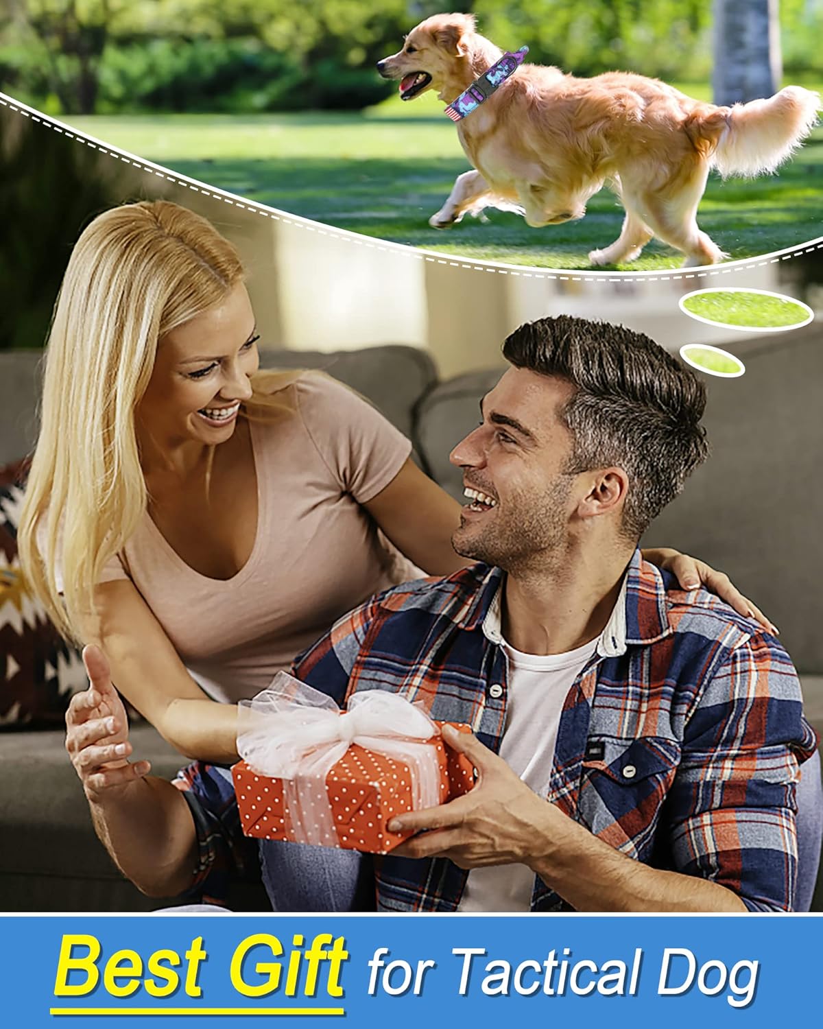 Hotsky Tactical Dog Collar, Adjustable Military Training Nylon Airtag Collar with Handle and Heavy Duty Metal Buckle for Medium Large Dogs, with Airtag Holder and Two Patches(Purple Camo,XL)