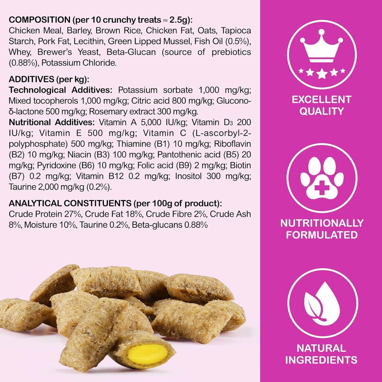 15 in 1 Cat Multivitamin Cruchy & Creamy Chews, Cat Treats for Immune + Digestive, Skin & Coat, Heart & Brain, Energy & Vitality Support, Vitamin for Cats with Omega 3 & Prebiotics(30 Day Supply)