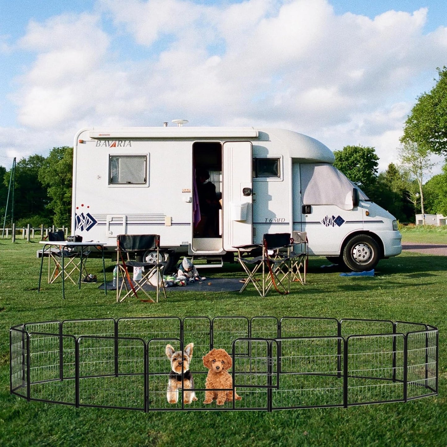 NEWBULIG Dog Playpen 16 Panels 24" Height Foldable Heavy Duty Metal Dog Exercise Playpen Puppy Fence for Indoor Outdoor Yard