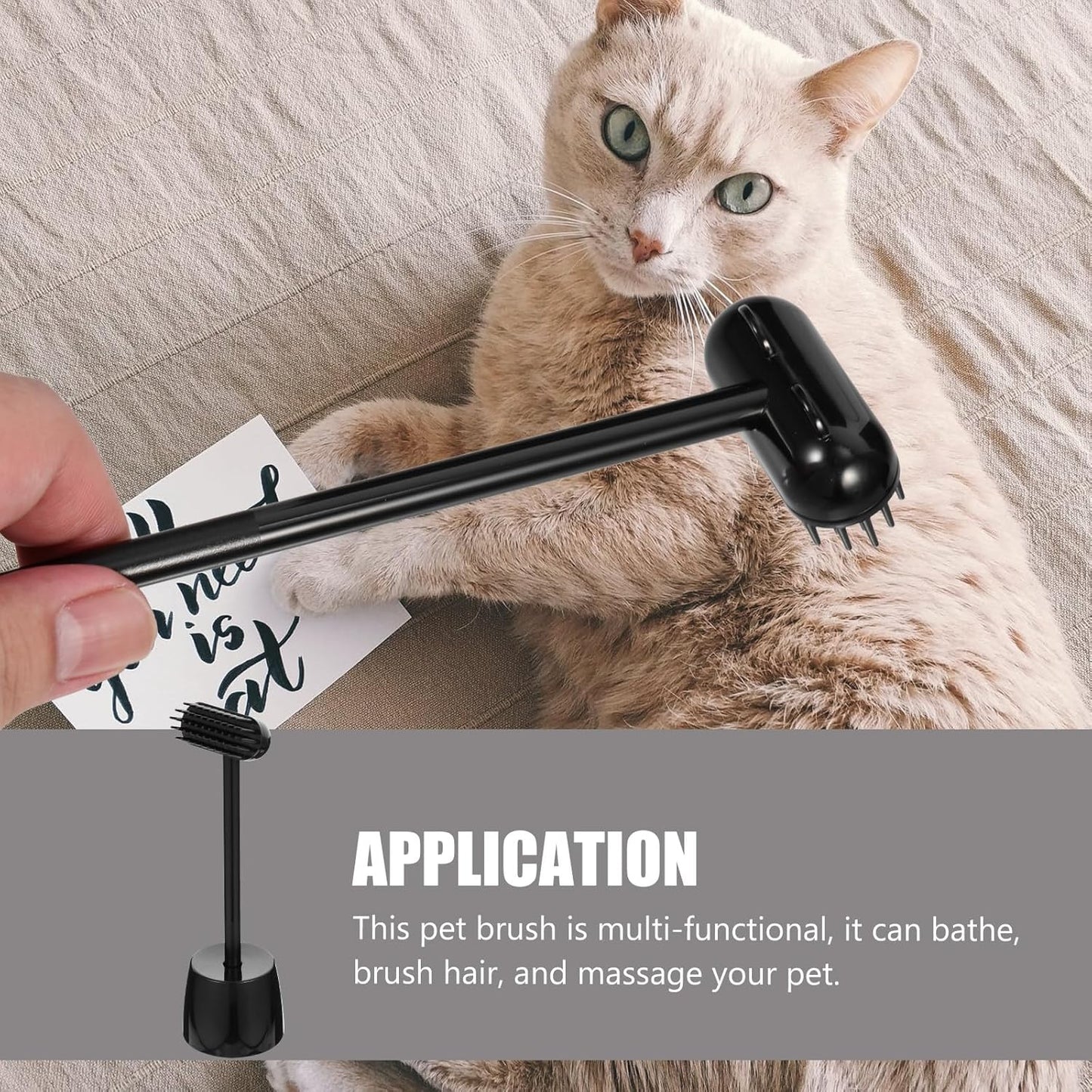 Multi-Functional Cat Grooming Comb and Pet Cleaning Brush with Storage Base, Black, Portable Shedding and Massage Tool for Cats and Dogs