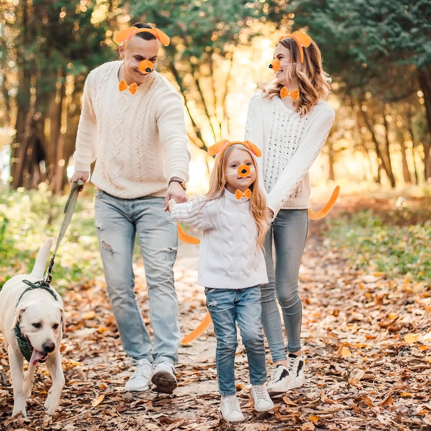 XEPST Animal Puppy Costume Kids Set, Dog Ears and Tail Set with Puppy Ears Headband and Dog Tail for Animal Costume Cosplay Birthday Party World Book Day Halloween Fancy Dress Party Supplies, Khaki