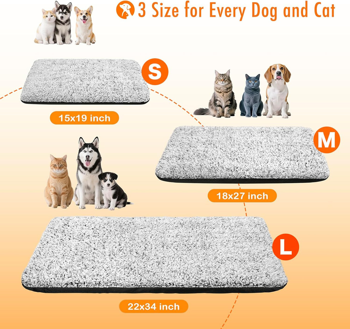 Self Warming Cat Bed, Heated Cat Bed, 2.0 Upgraded Dual-Layer Thermal Foil Heating Pad, Plush Self-Heating Pet Mat for Crate, Floor, with Removable Washable Cover, Non-Slip, 15"x19"