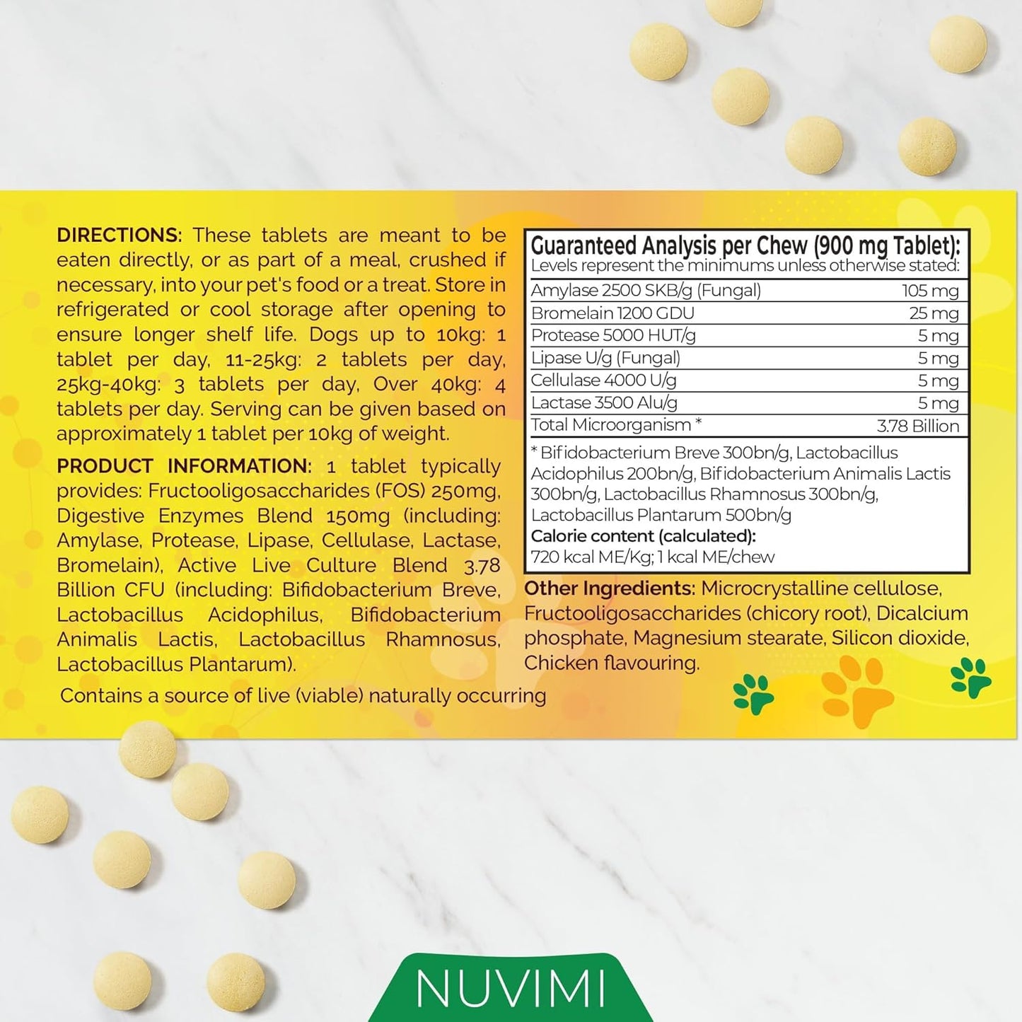 Probiotics for Dogs - Dog Probiotic & Prebiotic Tablets - Digestive Support Supplement for Gut Health, Tummy Relief, Itching, Diarrhea, Allergies, Bad Breath - 120 Chicken Flavor