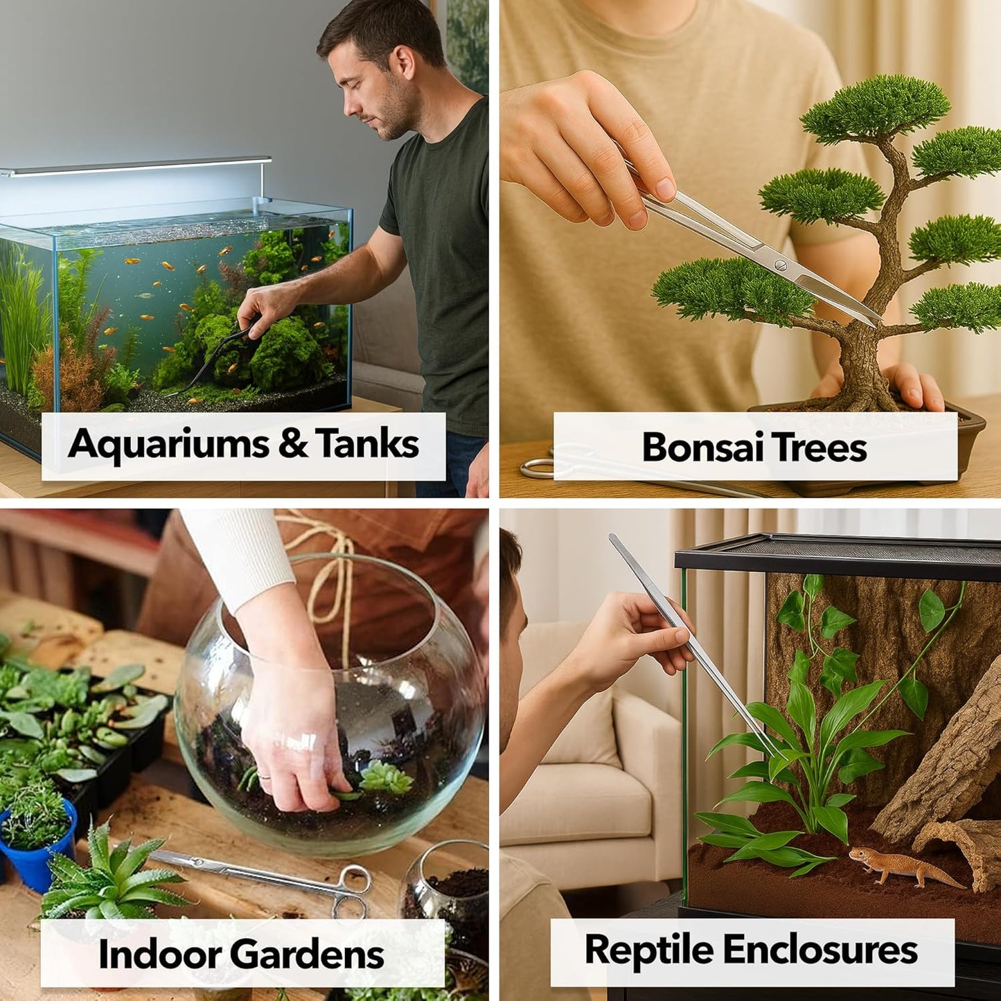 Mandala Crafts 12 Inches Black Stainless Steel Curved Aquarium Scissors for Trimming Aquatic Plants – Bent Aquascape Scissors for Fish Tanks, Hospital Tanks, Goldfish Bowls, and Terrariums