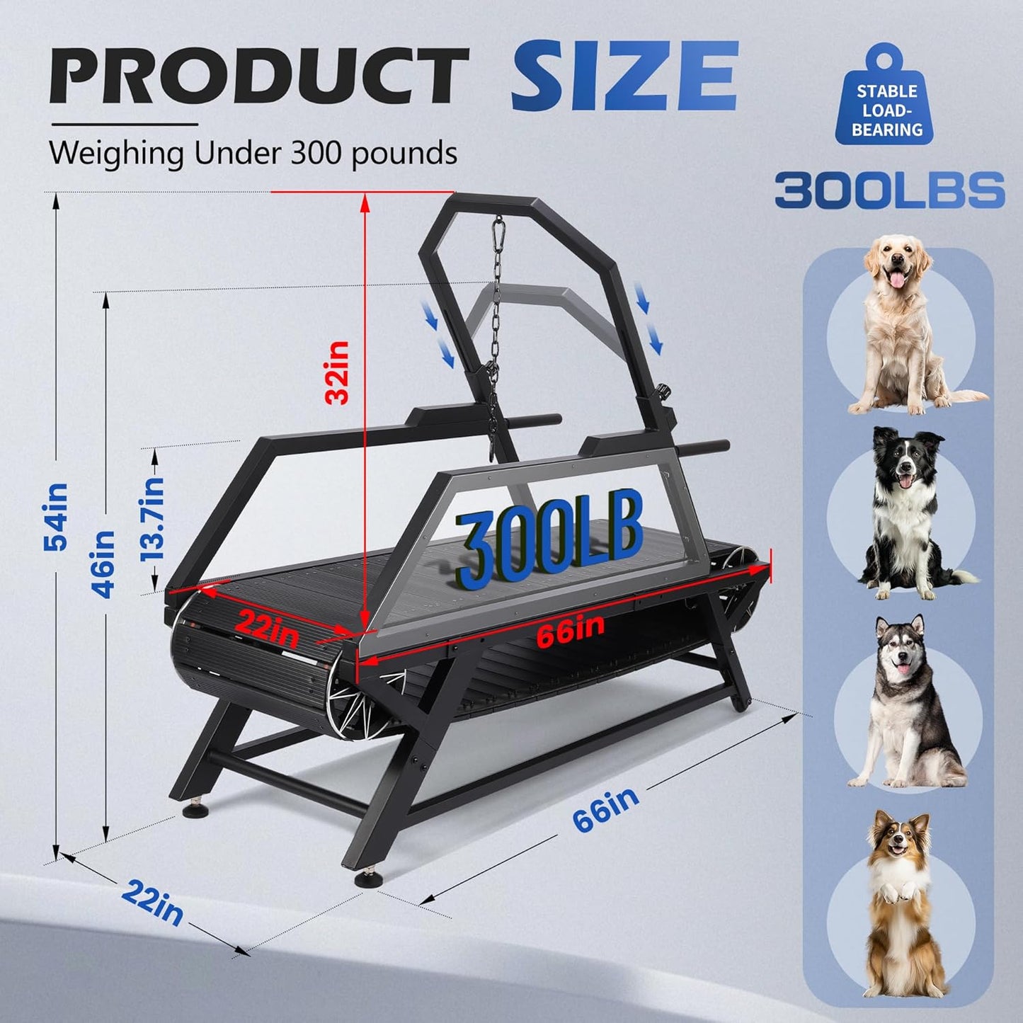 Dog Treadmill for Large & Medium Dogs - Slatmill for Dogs with Adjustable Resistance, Disc Brake & Pedometer, 300 lbs Heavy Duty - Doggy Treadmill Easy to Move, Burns Energy to Keep Pet Healthy
