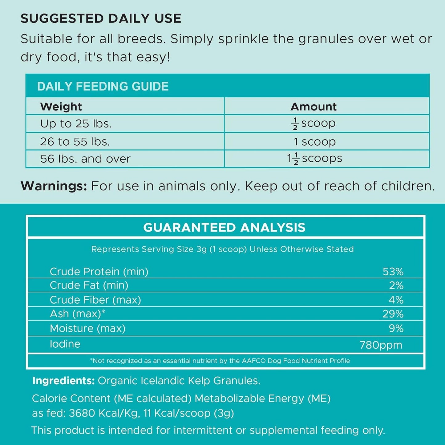 Kelp Supplement for Dogs - 16 oz of Kelp Powder Granules with 5cc Spoon - Good for Healthy Thyroid Function, Reduce Dental Plaque, and Skin Health - Made in The USA