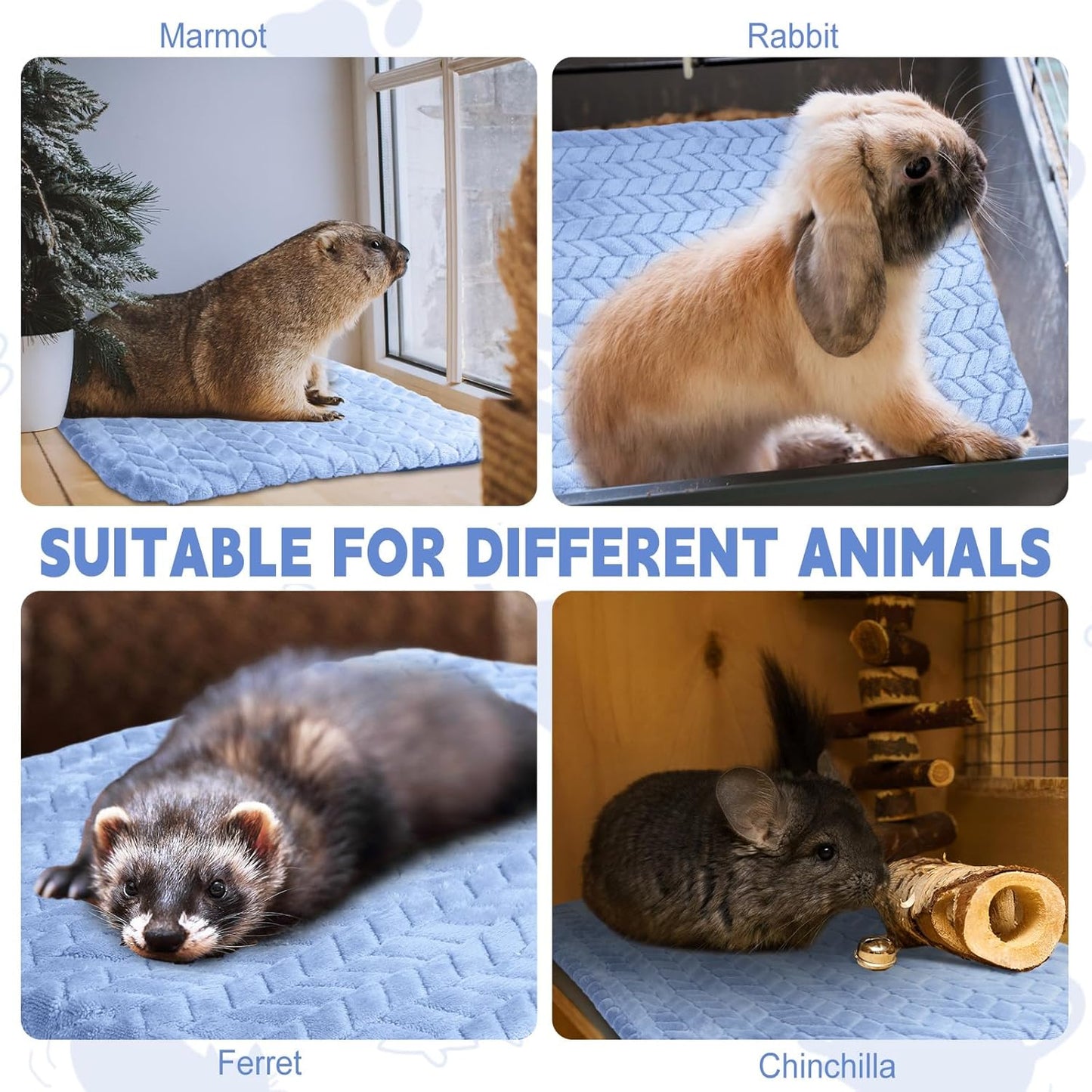 4 Pack Self Heating Cat Pad Self Warming Cat Bed Non Slip Warm Thermal Dog Pad Mat Washable Pet Kennel Crate Bed Mat for Pets Indoor Outdoor (Blue,16 x 20 Inch)