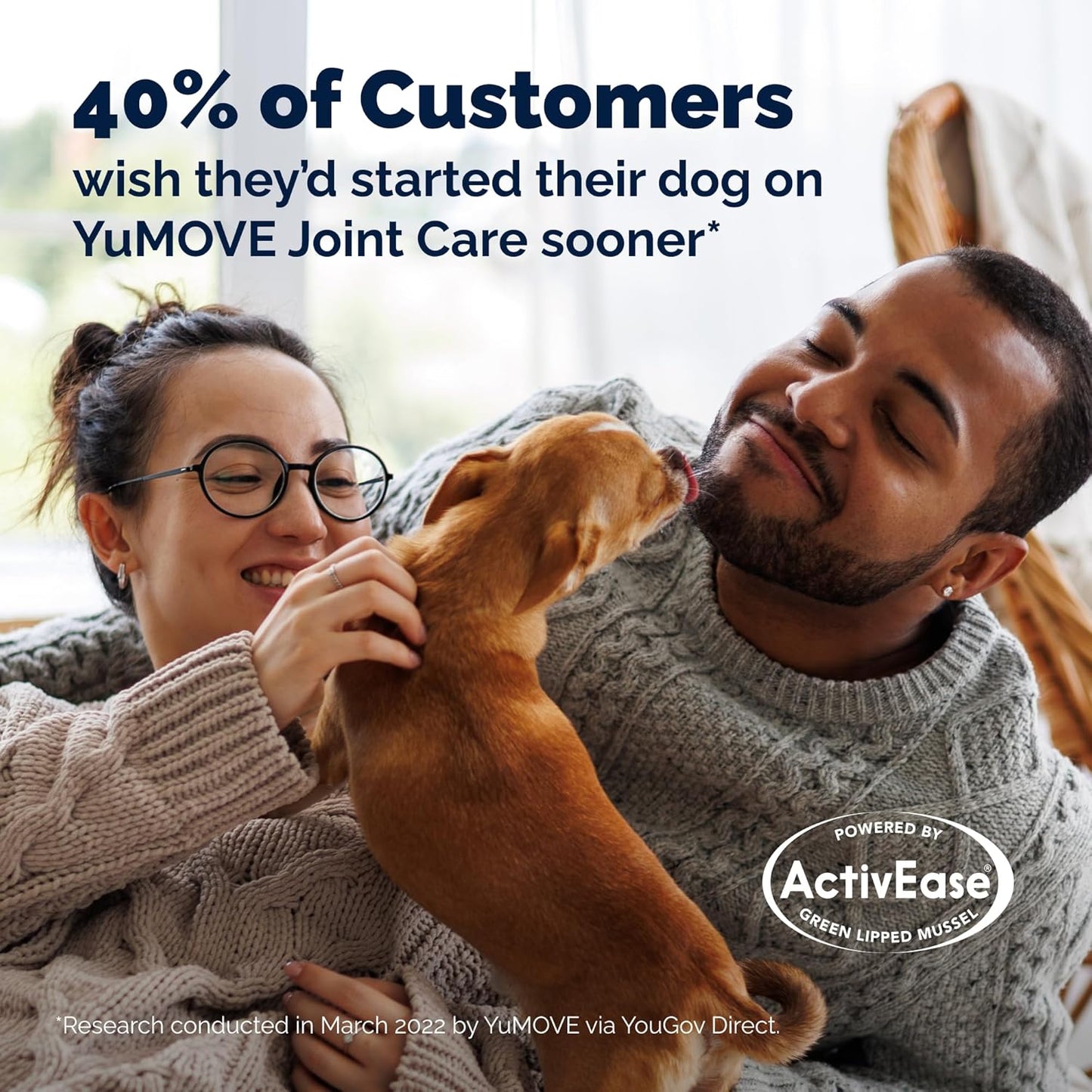 Yumove Hip & Joint Supplement for Dogs with Glucosamine, Hyaluronic Acid, Green Lipped Mussel & Omega 3 Joint Supplement - Regular or Advanced Strength (120 Count, Chewable Tablets)