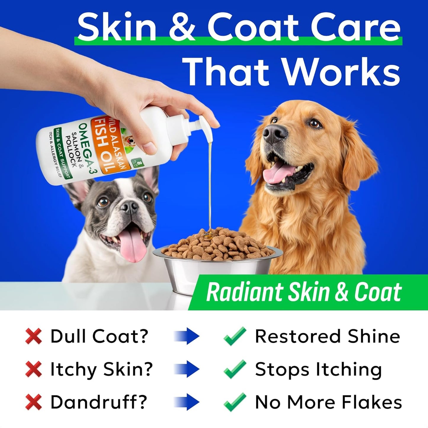 Bark&Spark Fish Oil for Dogs - Natural Omega-3 - Skin & Coat Support - Liquid Food Supplement for Pets - Natural EPA + DHA Fatty Acids for Joint Function, Immune & Heart Health 8oz - Salmon