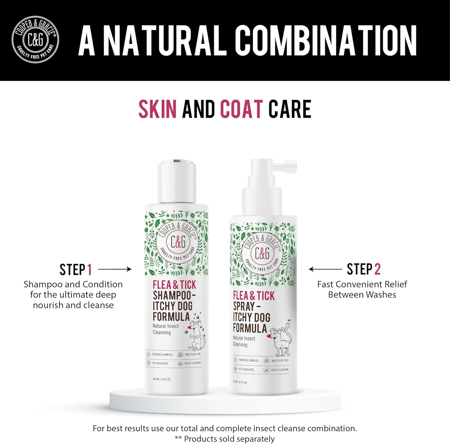 Itchy Dog Flea and Tick Shampoo 300ml – Plant-Based Gentle Dog Shampoo – Flea & Tick Care for Dogs – Cleanses & Freshens Coat – for Sensitive Skin – by C&G Pets