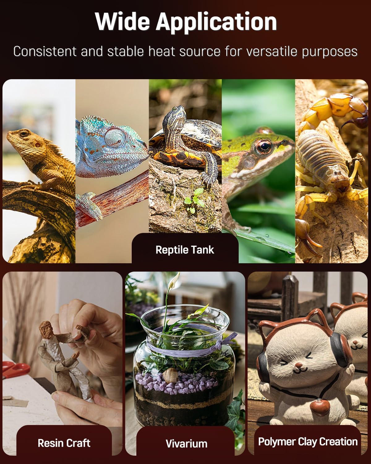 Pawfly 28 W Reptile Heat Pad with Thermostat 11 x 11 Inch Reptile Heating Pad Under Tank Terrarium Reptile Heat Mat for Turtles Frogs Snakes Lizards Geckos Hermit Crabs & Spiders