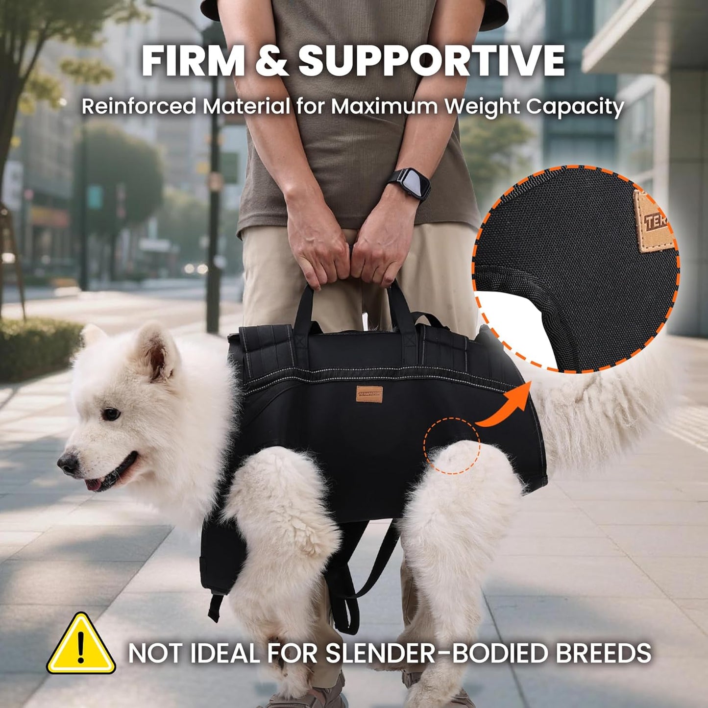 Dog Lift Harness Backpack Carrier for Large Dogs, Full Body Sling with Handle, Dog Harness for Joint Injuries, Arthritis, Ideal for Stairs, Elderly Dogs (Black XXX-Large 66-83 LBS)