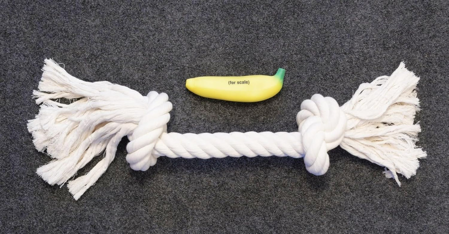 Big TUG Dog Toy. Heavy Duty Cotton Dog Toy, Made with Massive 1-1/2" Rope. White Double Knotted Tug Toy, Extra Large Size for Strong Dogs, Durable Braided Chew Rope with Frayed Ends.