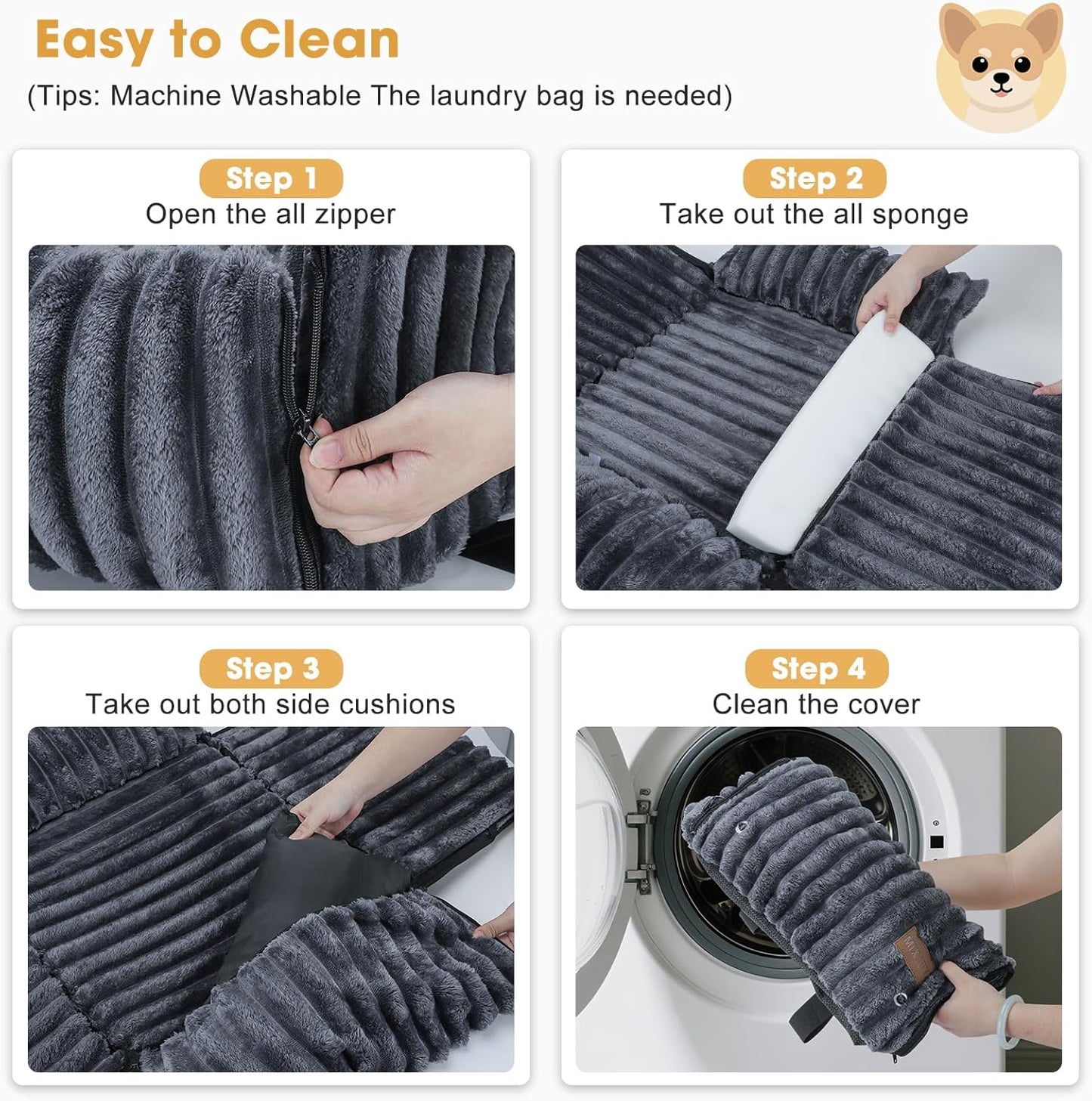 MIXJOY Dog Car Seat for Small/Medium Dogs up to 25 lbs, Multi-Functional Dog Carrier for Car with Detachable Washable Cover, Pet Travel Bed with Clip-On Safety Leash, Grey