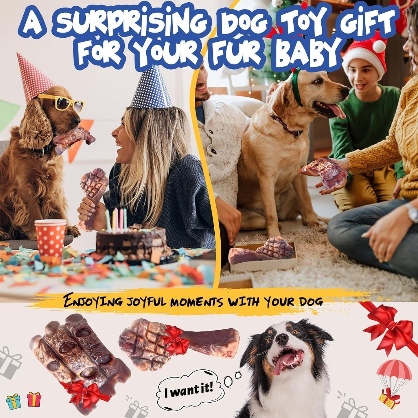 Dog Chew Toys for Aggressive Chewers:2 Pack Indestructible Dog Toy for Large Breed- Tough Nylon Teething Bone Toy to Keep Them Busy