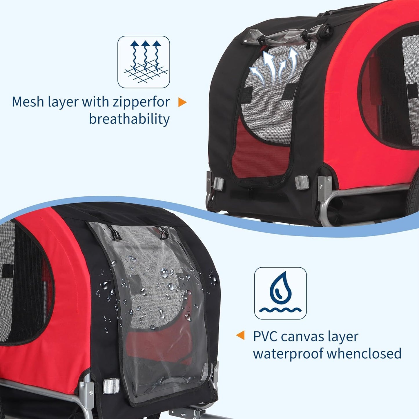 Foldable Dog Bike Trailer for Large Dogs Up to 88Lbs - 16" Air-Filled Tires Pet Bicycle Carrier with Universal Coupler | Waterproof Oxford Fabric Cargo Cart for Medium/Large Dogs | Safe Cycling Access