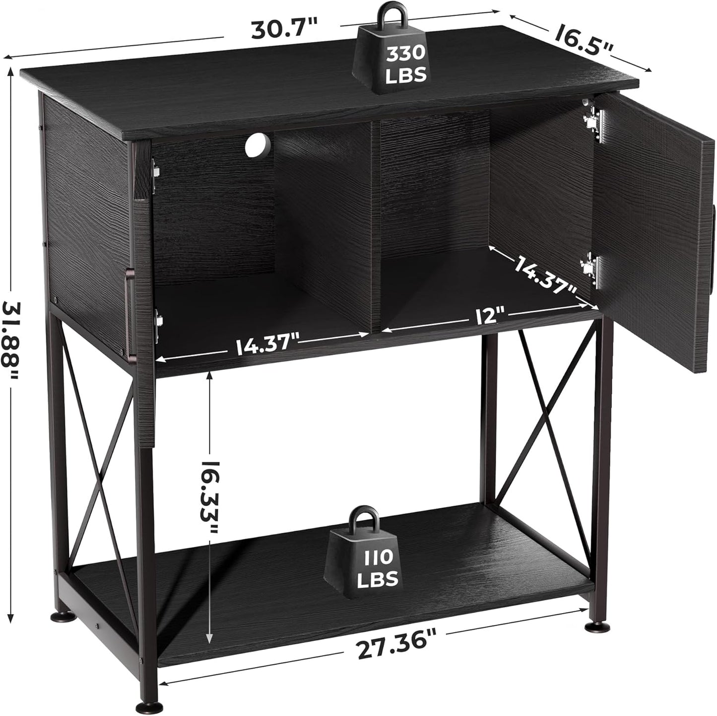 20-29 Gallon Aquarium Stand Metal Frame Fish Tank Stand with Cabinet Storage, for 20 Gallon Long Aquarium,30.7" L*16.5" W Tabletop,330LBS Capacity Black PG01YGB