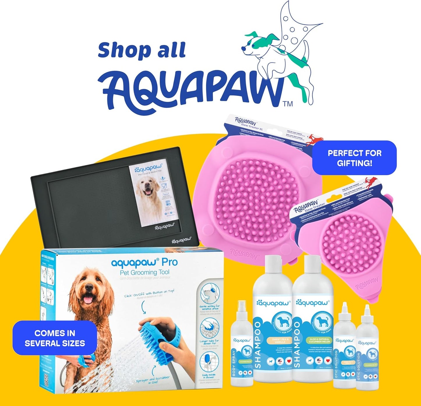 Aquapaw Lick Mat for Dogs 2-Pack XL & Small, Suction Cup Dog Slow Feeder Pad & Licking Mat for Peanut Butter Treats – Calming Dog Bathing Aid, Stress Relief & Mental Stimulation for All Breeds - Pink