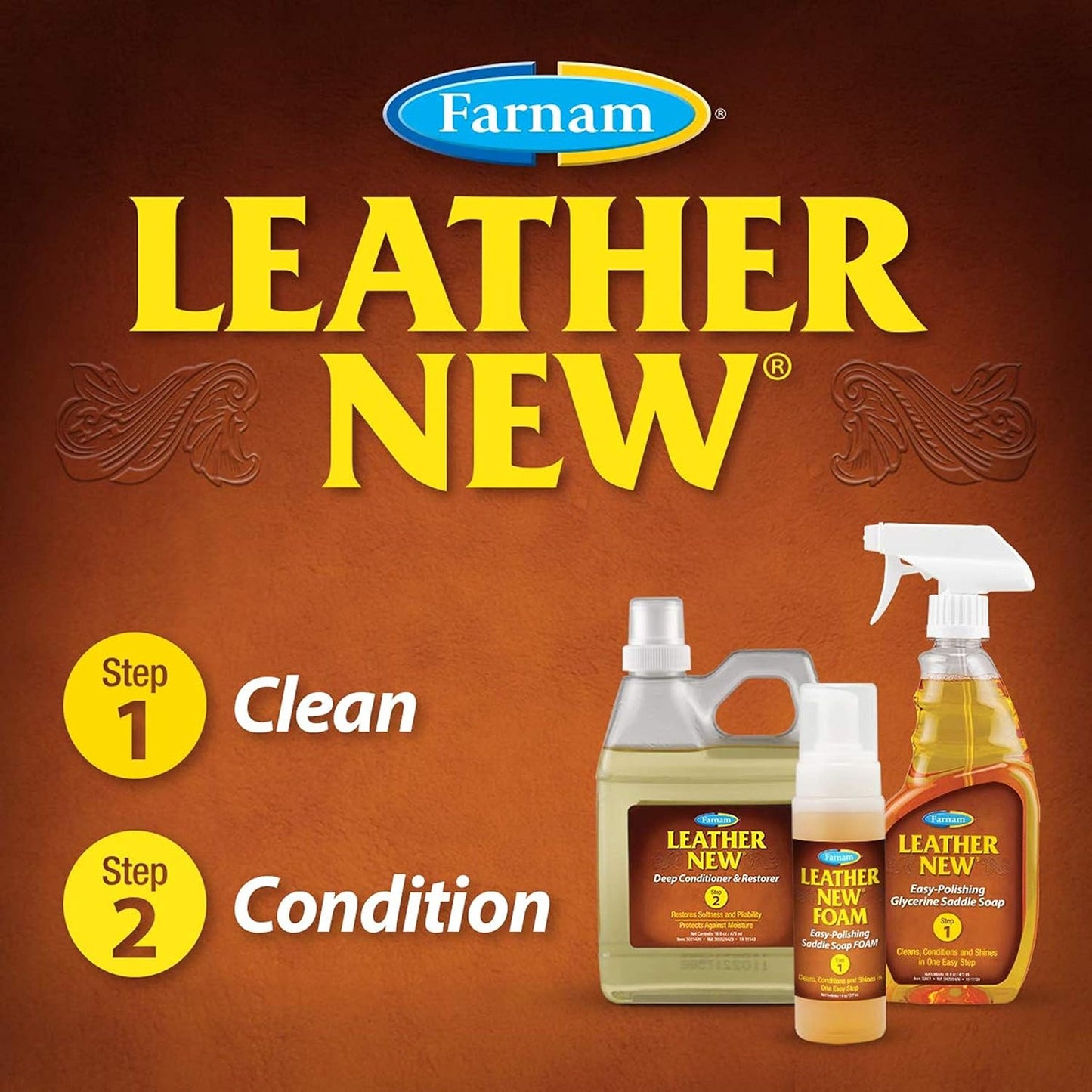 Farnam Leather New Deep-Cleaning Conditioner and Restorer for Saddles and Leather, 16 Ounces