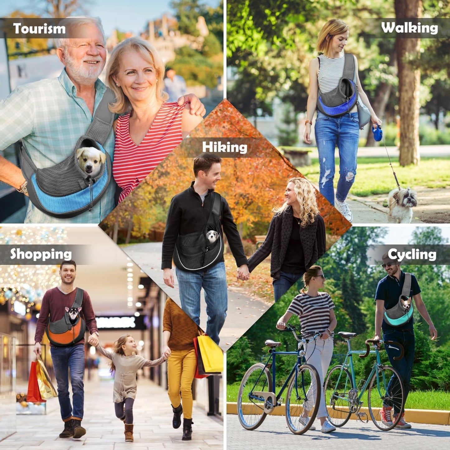 YUDODO Pet Sling Carrier for Small Dogs & Cats – Hands-Free Puppy Carrier with Safety Hook, Large Zipper Pocket, Soft Breathable Mesh, Adjustable Strap & Reflective Strip (Black 1.0 S)