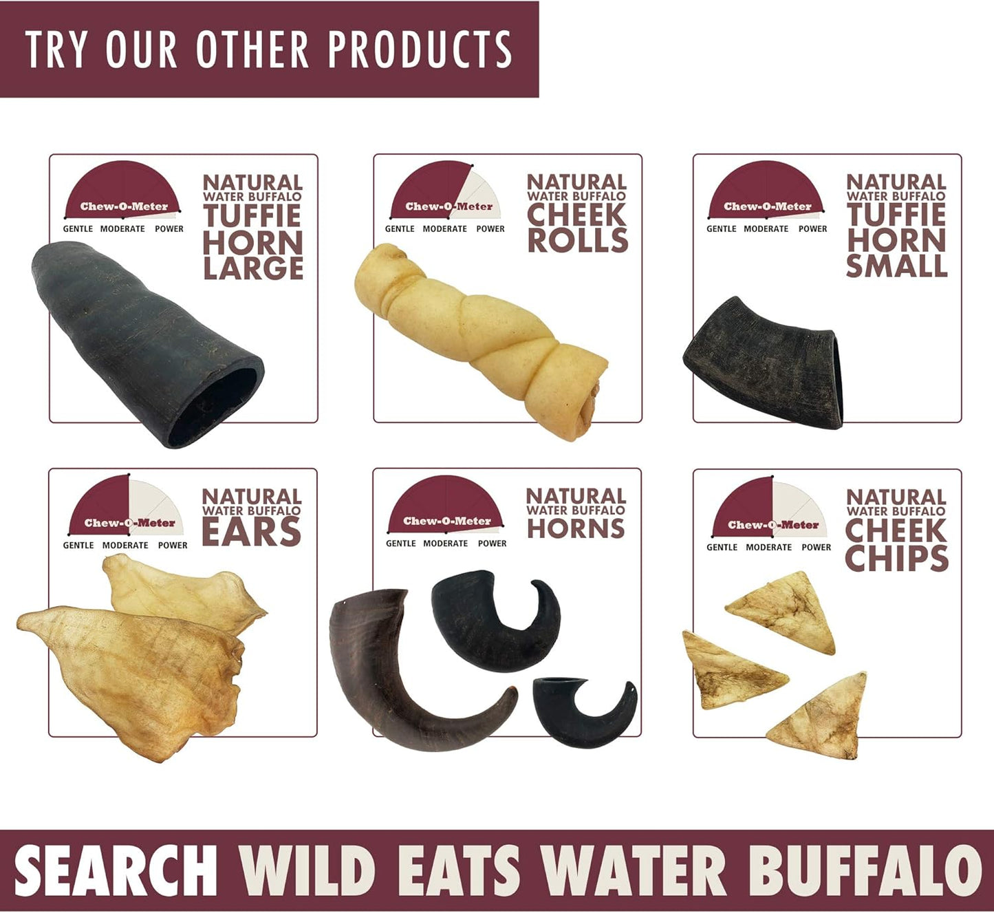 Wild Eats Water Buffalo All Natural Ear Dog Chews, Dog Treats & Snacks - 20 Piece Value Pack (Grain Free Treats - Great Alternative to Pig Ears, Cow Ears, Bones & Rawhides)
