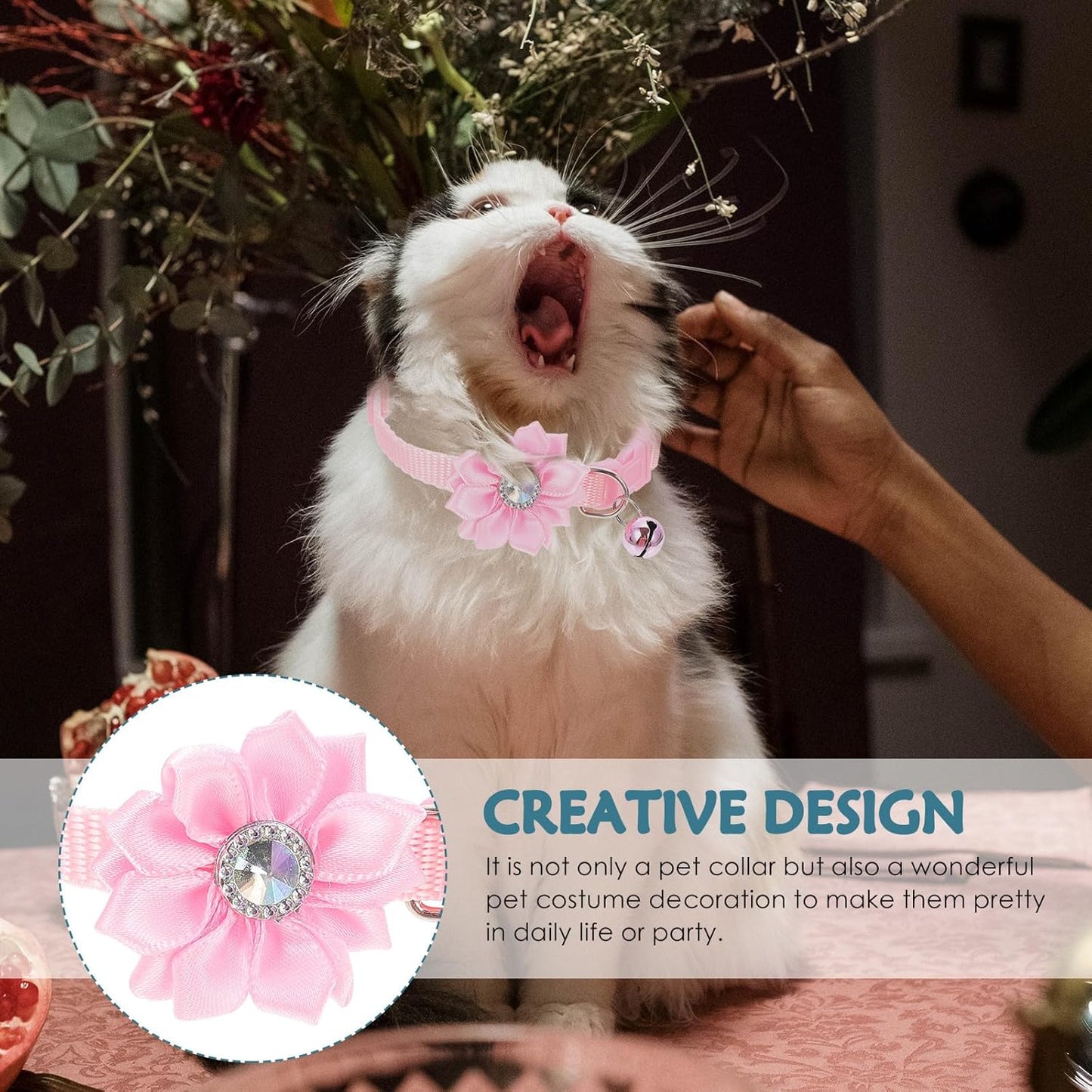 6Pcs Flower Design Cat Collars with Bell Adjustable Decorative Neck Chains for Kitten and Small Dogs Set for Pet Neck Decor and Everyday Use