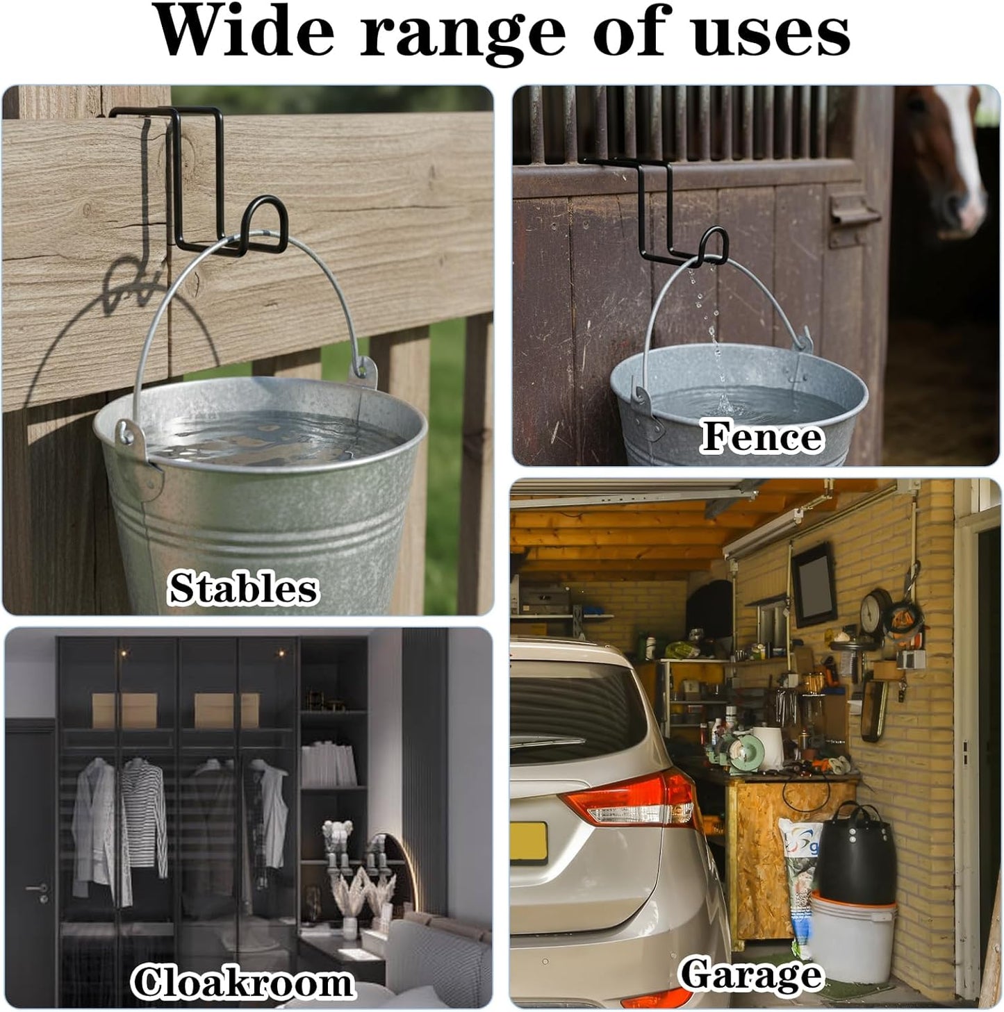 8 Pcs 4 Inch Heavy Duty Metal Tack Hook Over Rail Bridle Hooks & Horse Water Bucket Hooks Hangers for Stable, Fence, Garage, Cloakroom