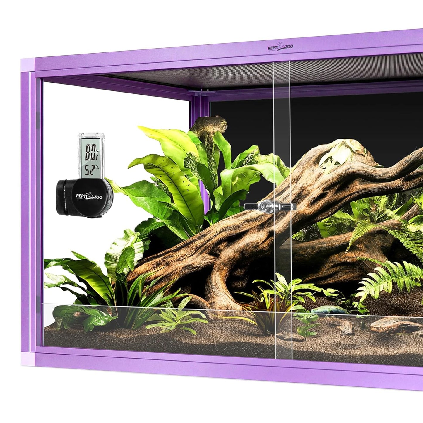 REPTI ZOO Magnetic Reptile Thermometer and Humidity Gauge, Digital LCD Temperature Humidity Monitor, Tank Terrarium Temp and Humidity Meter Accessories for Bearded Dragon, Snake, Hermit Crabs, Gecko