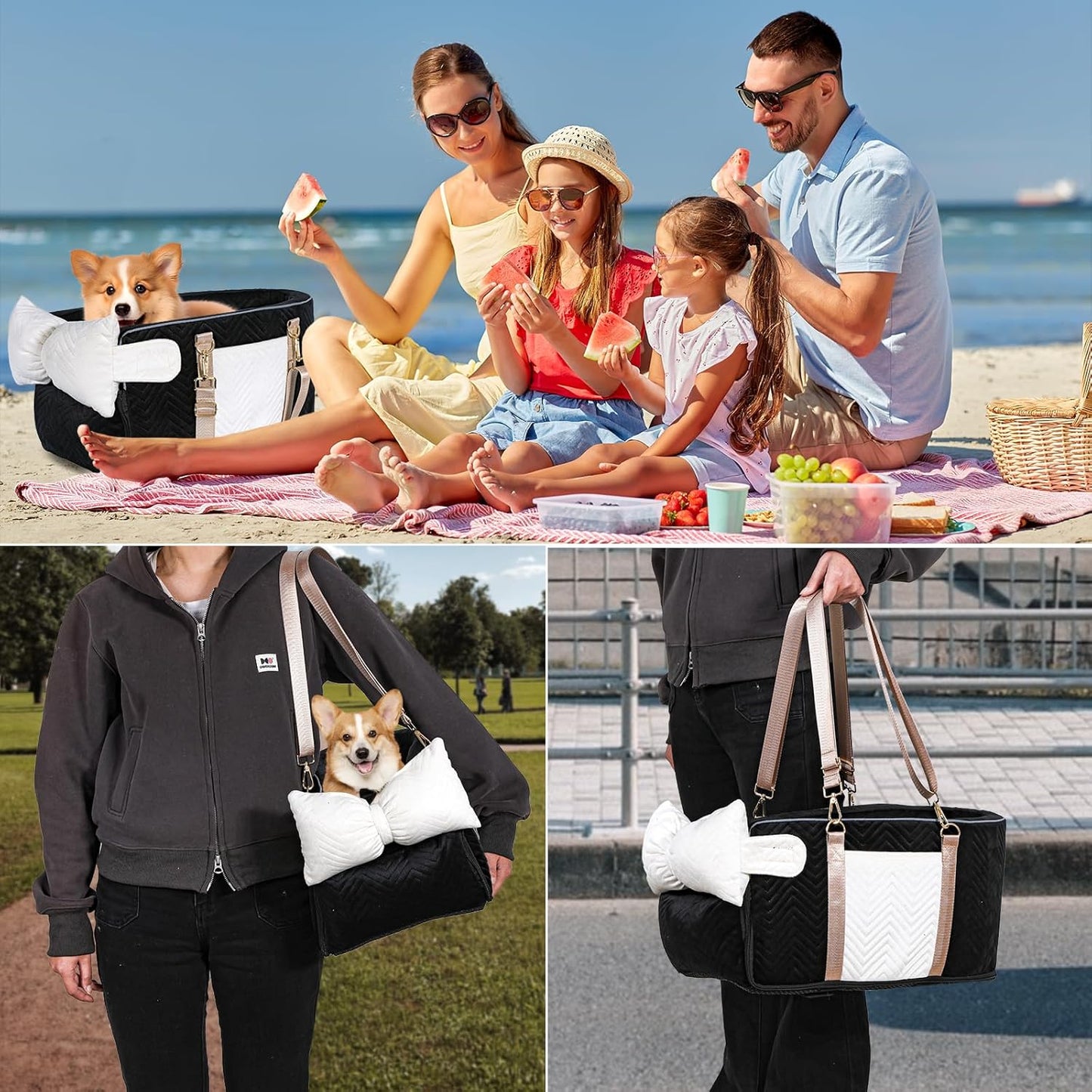 Dog Car Seat for Small Dogs, Portable Center Console Dog Car Seat, Pet Booster Seats with Safety Belt and Soft Cushion, Pet CarSeat for Dogs and Cats Under 15 lbs,Black