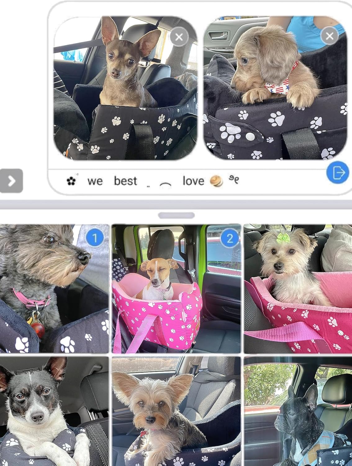 Cullaby Dog Center Console Car Seat for Small Dogs Under 15lbs,Detachable Washable Booster Pet Car Seat Travel Bed with Storage Pockets and Seat Belt(Green)