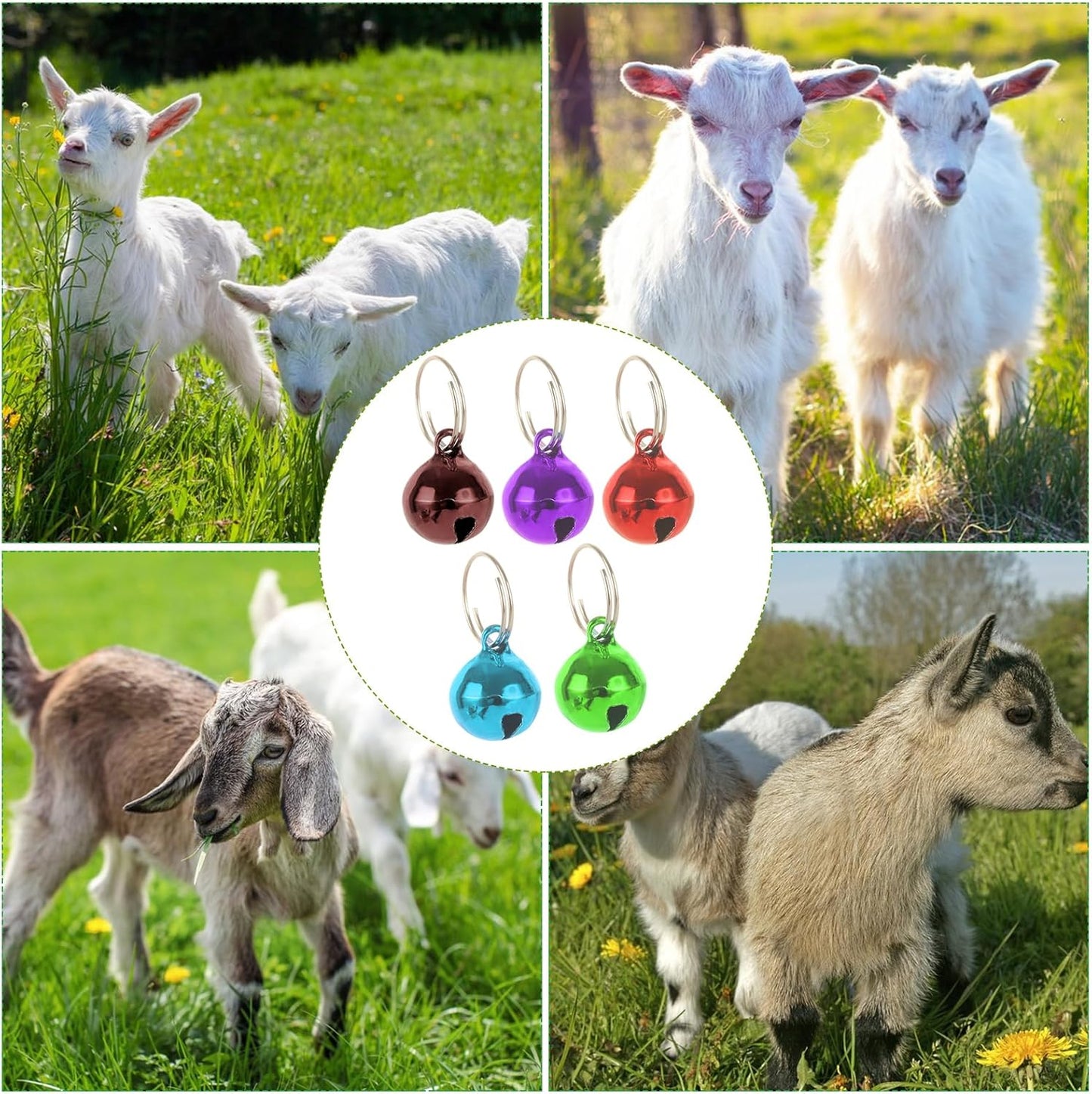 STARVAST 15PCS Goat Collars with Bells, Adjustable Nylon Grazing Collars with Copper Bells, Pet Anti-Lost Loud Bronze Bell for Small Farm Animals Including Goats, Sheep, Cows