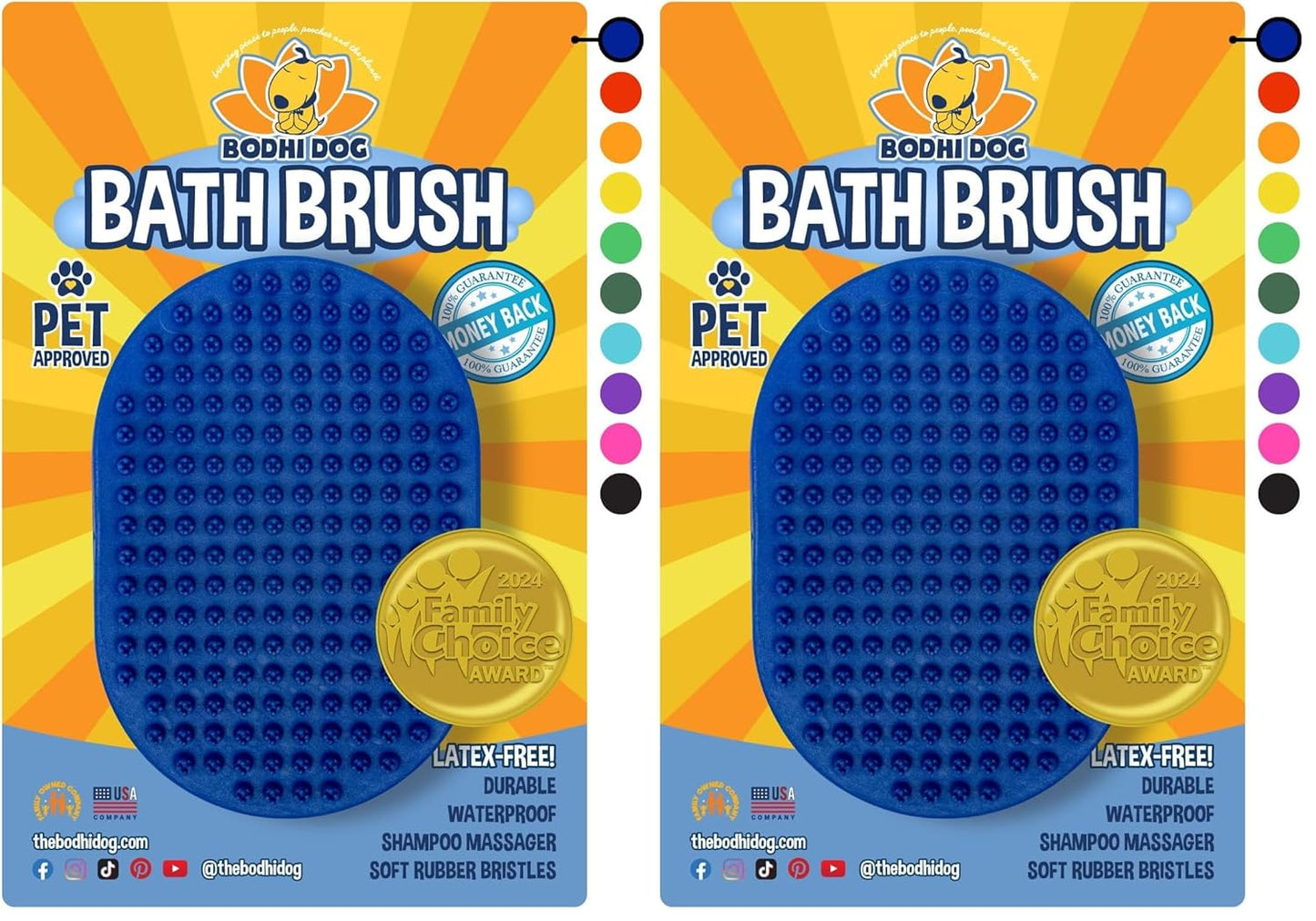 Bodhi Dog Shampoo Brush - Pet Grooming & Bath Supplies for Dogs and Cats - Bath Brush for Long & Short Hair - Premium Scrubber for Shower, Bathing & Massage (One Pack, Blue) (Pack of 2)