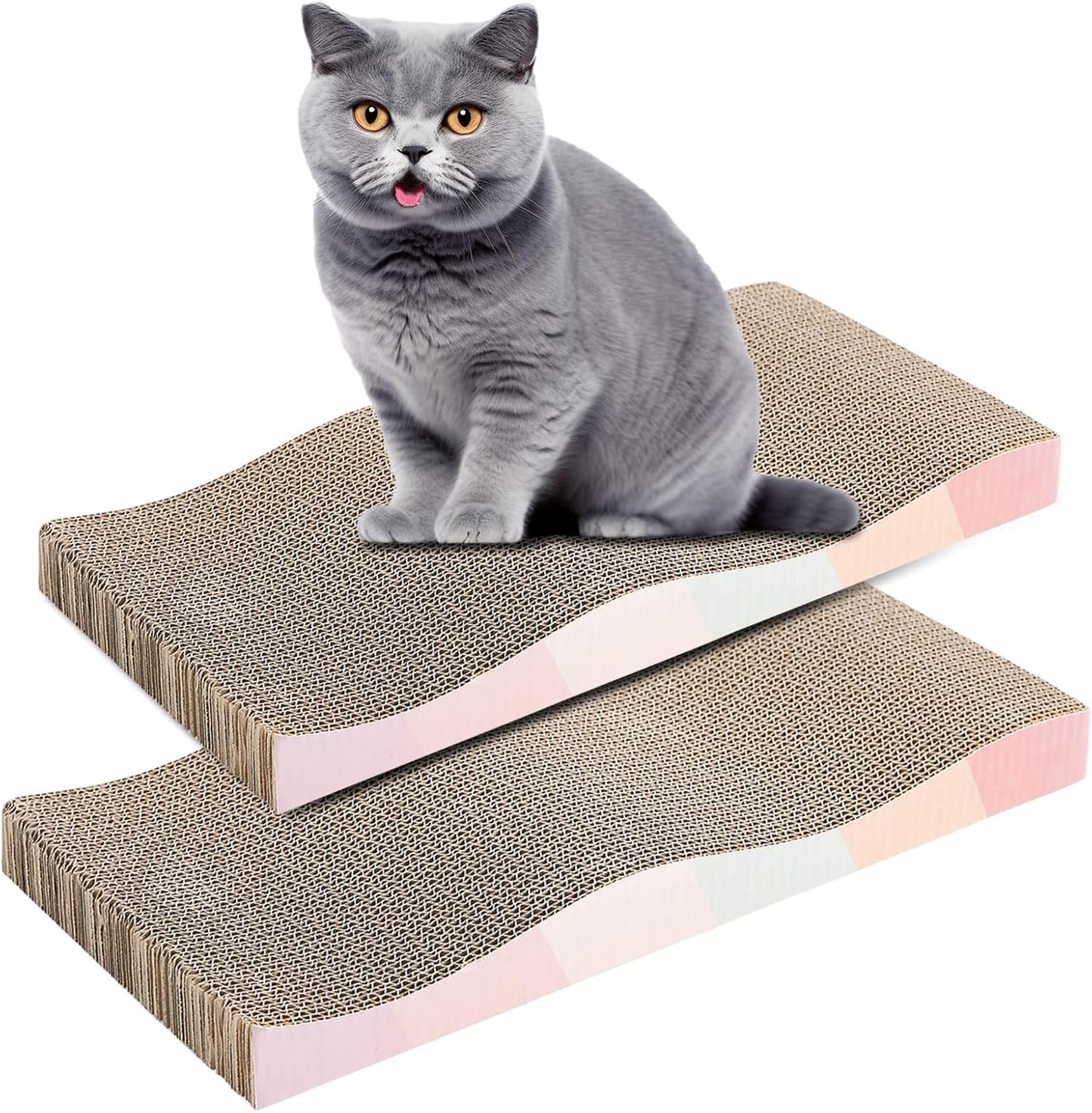 Cat Scratching Board cat Scratcher Cat Scratch Pad Cardboard cat scratchers for Indoor Cats Reversible Large Wide Corrugated with Catnip(2pcs)