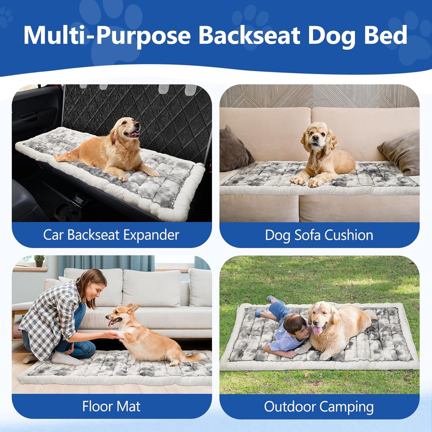 Thickened Dog Bed for Car Back Seat, Upgraded Bottom Non-Slip,Fits Hard Bottom car seat Cover for Dogs, Premium Mixed Color ,Dog Car Seat Cover