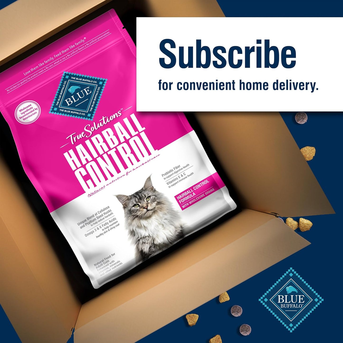 Blue Buffalo True Solutions Hairball Control Natural Dry Cat Food for Adult Cats, Chicken, 11-lb. Bag