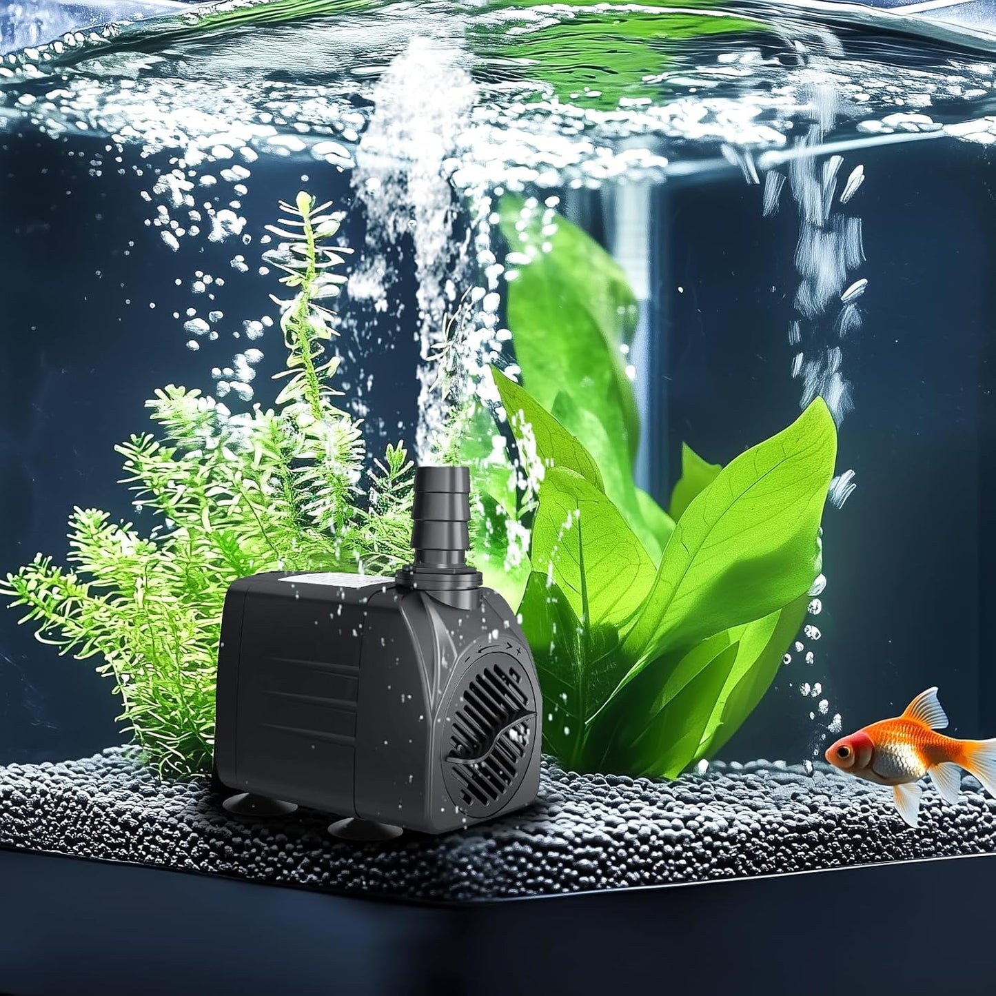 GROWNEER 550GPH Submersible Pump 30W Fountain Water Pump, 2000L/H, with 7.2ft High Lift, 3 Nozzles for Aquarium, Fish Tank, Pond, Hydroponics, Statuary