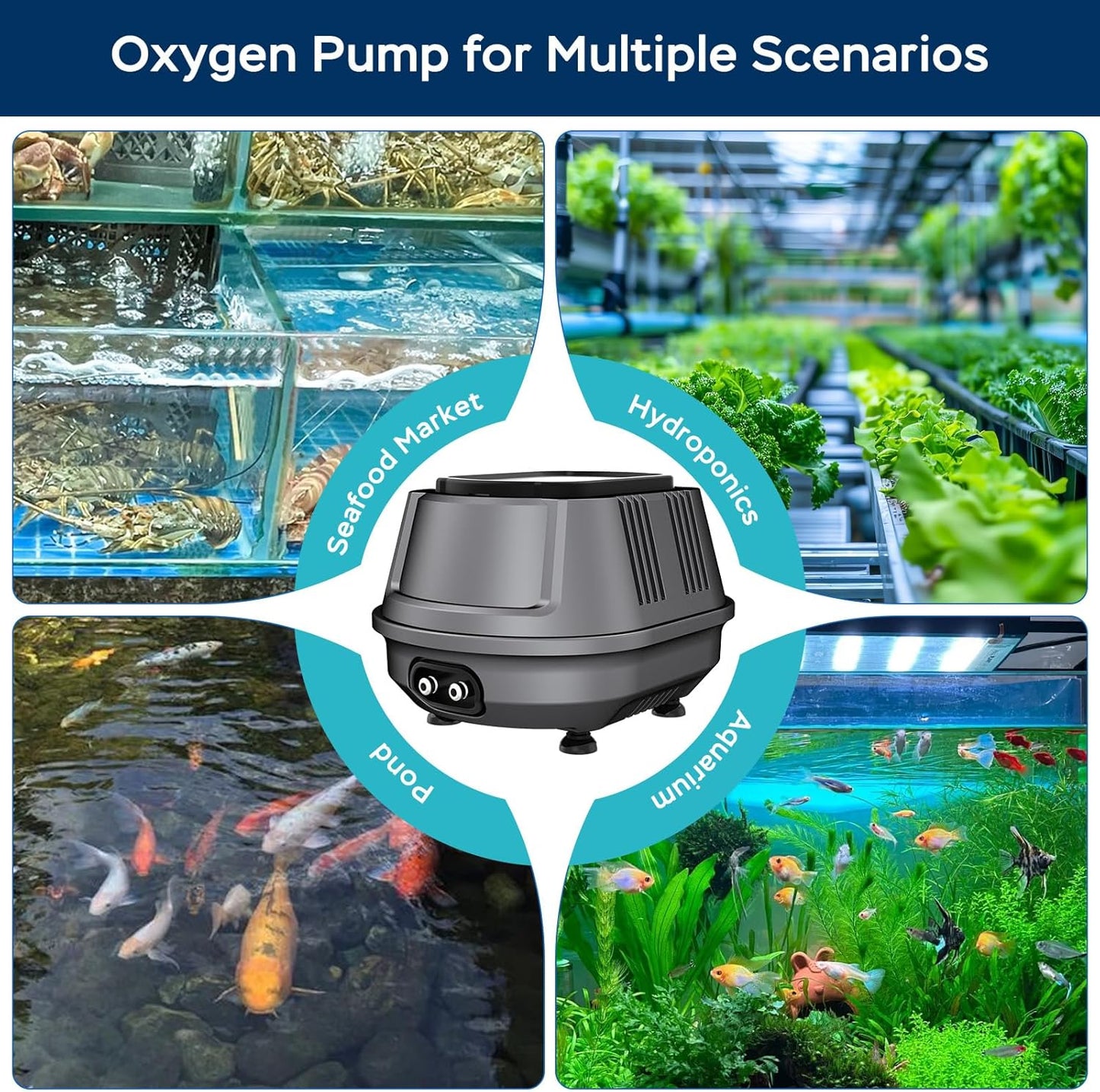 AquaMiracle Aquarium Air Pump Super Quiet Fish Tank Air Pump, 6W/10W 190GPH/317GPHAquarium Bubbler Hydroponics Air Pump Oxygen Pump Pond Aerator