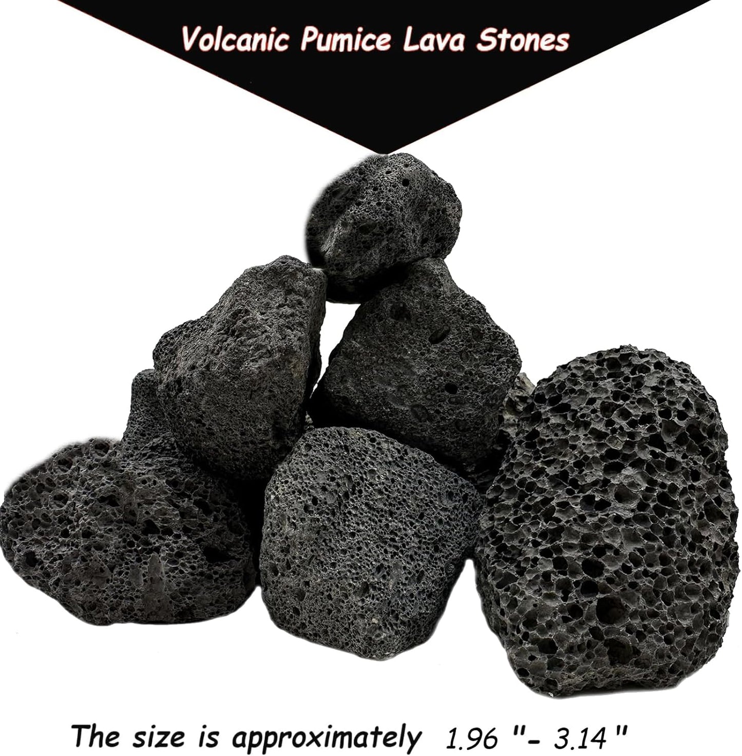 Tfwadmx 10 Pack Aquarium Black Lava Rock Fish Tank Volcanic Pumice Stones for Betta Fish Shrimp (1.96''-3.14'')