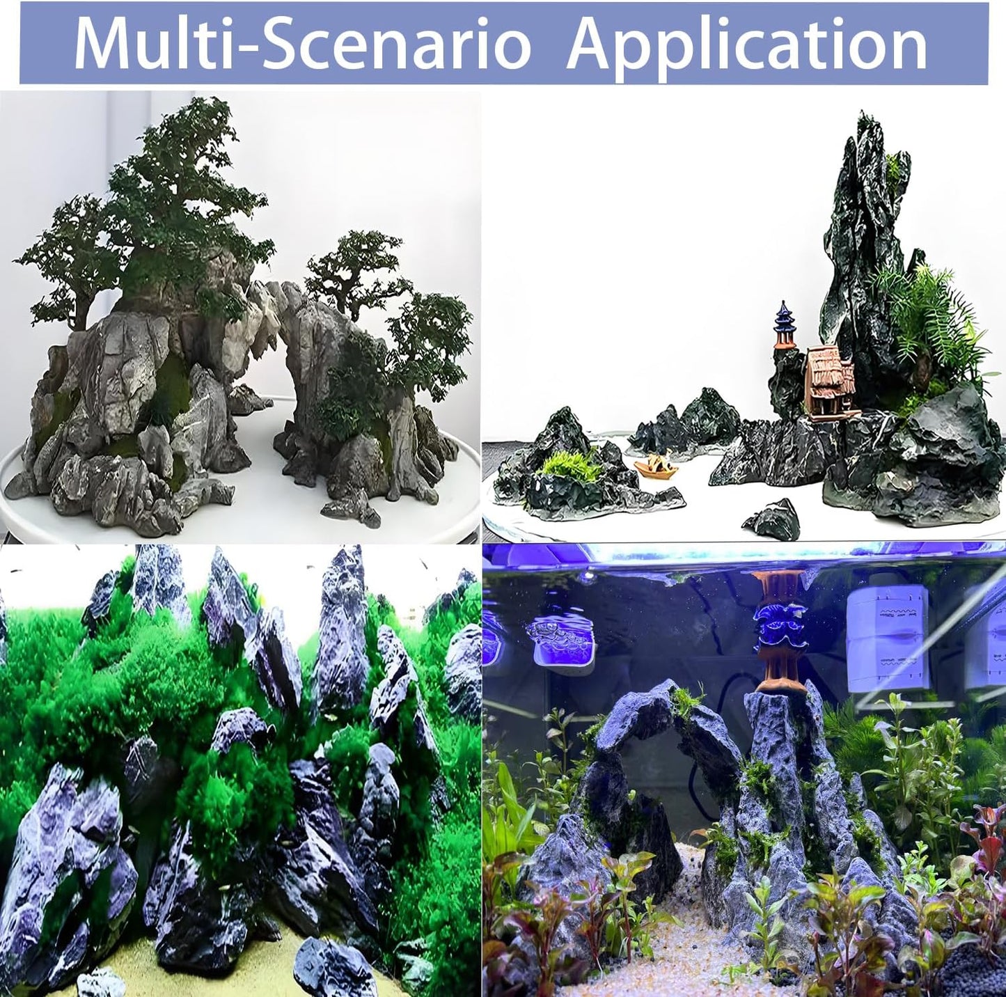 Aquarium Rocks Seiryu Stone Natural Hardscape Stone for DIY Aquariums, Fish Tanks, Bonsai, Terrariums, Paludarium Amphibian Enclosures (10Lb (3-8 inch), Seiryu Stone)