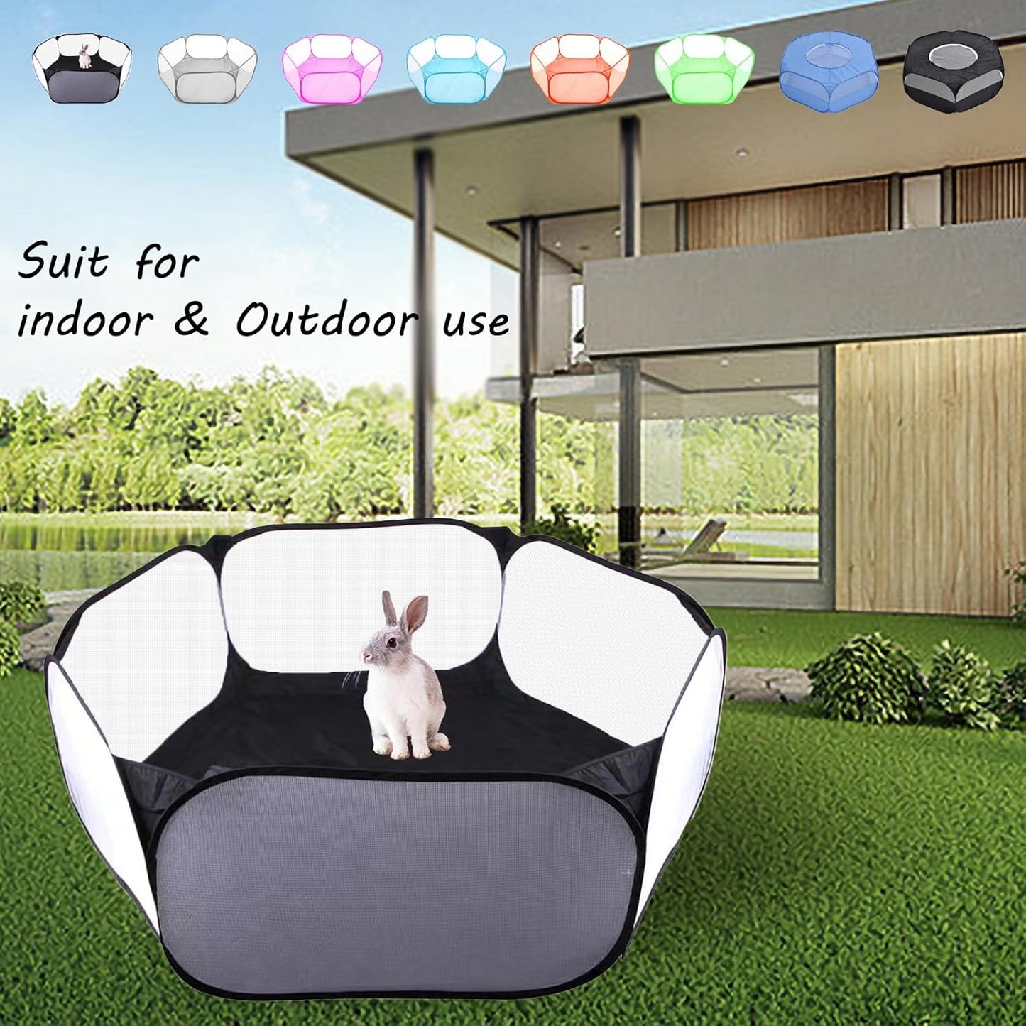 Small Animals Playpen, Portable Pop-up Open Interactive Pet Tent, Indoor Outdoor Fence for Rabbits, Guinea Pig, Hamster, Chinchillas, Kittens, Puppies