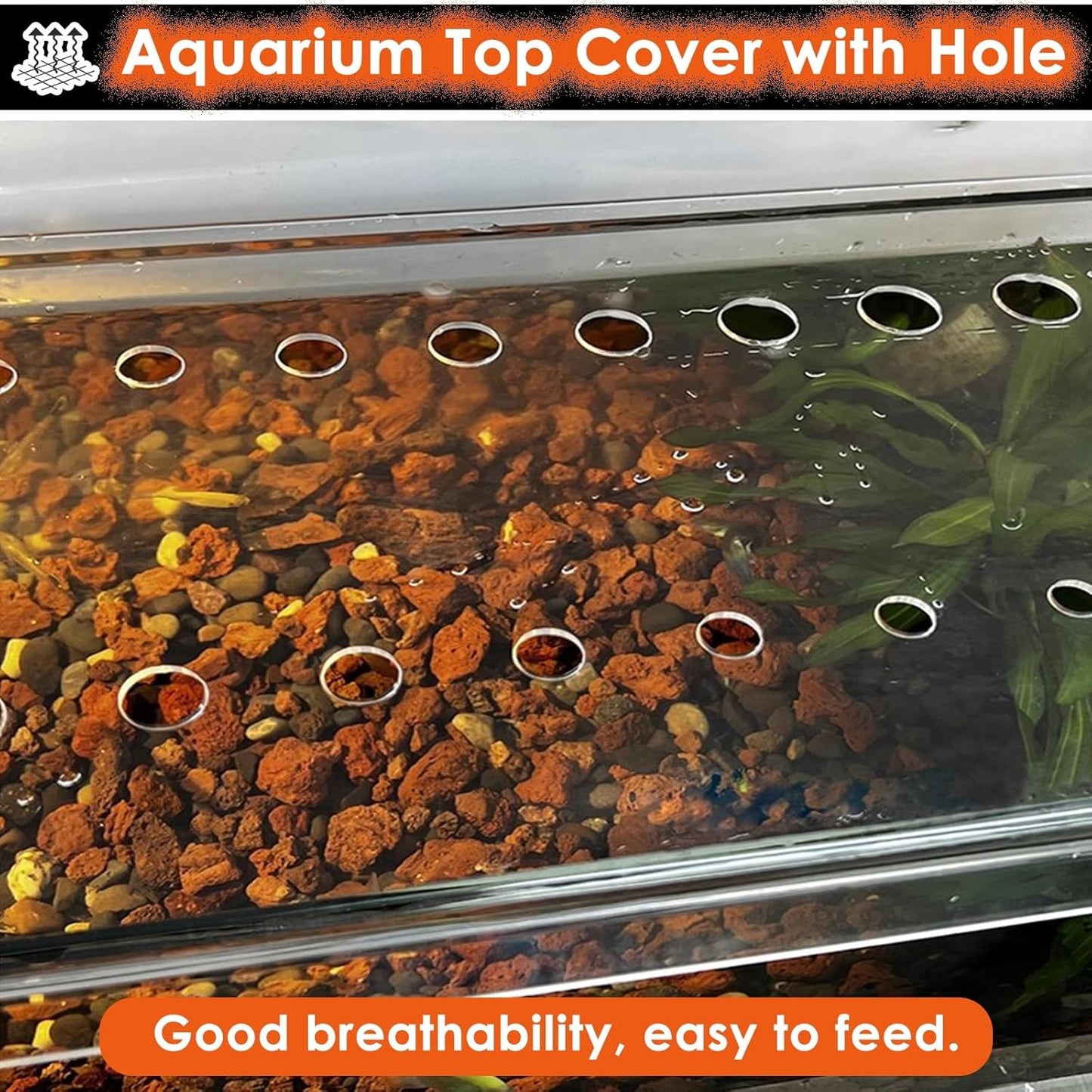 Anti-Jump Acrylic Aquarium Lid, Cat-Proof Fish Tank Cover, Top Mount Terrarium Hood with Vent Hole, Fits 8-20 Inch Tanks (L40xW30cm/15.7x11.8in)