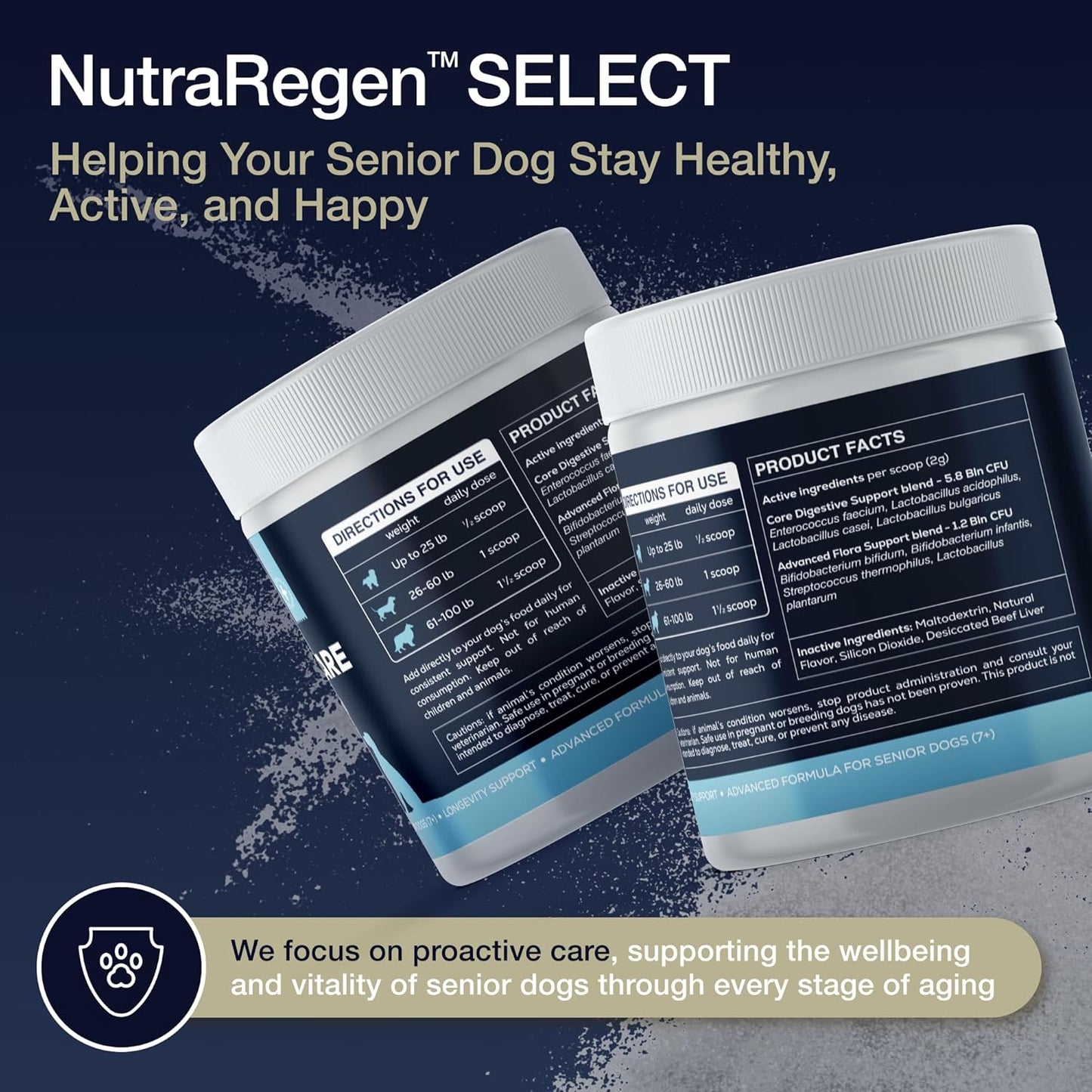 Senior Dog Digestive and Immune Support Bundle | Mushroom & Probiotic Powder Supplements to Support Daily Wellness, Comfort, and Gut Balance, 7 Bn CFU | 60 Servings, 4.0 oz