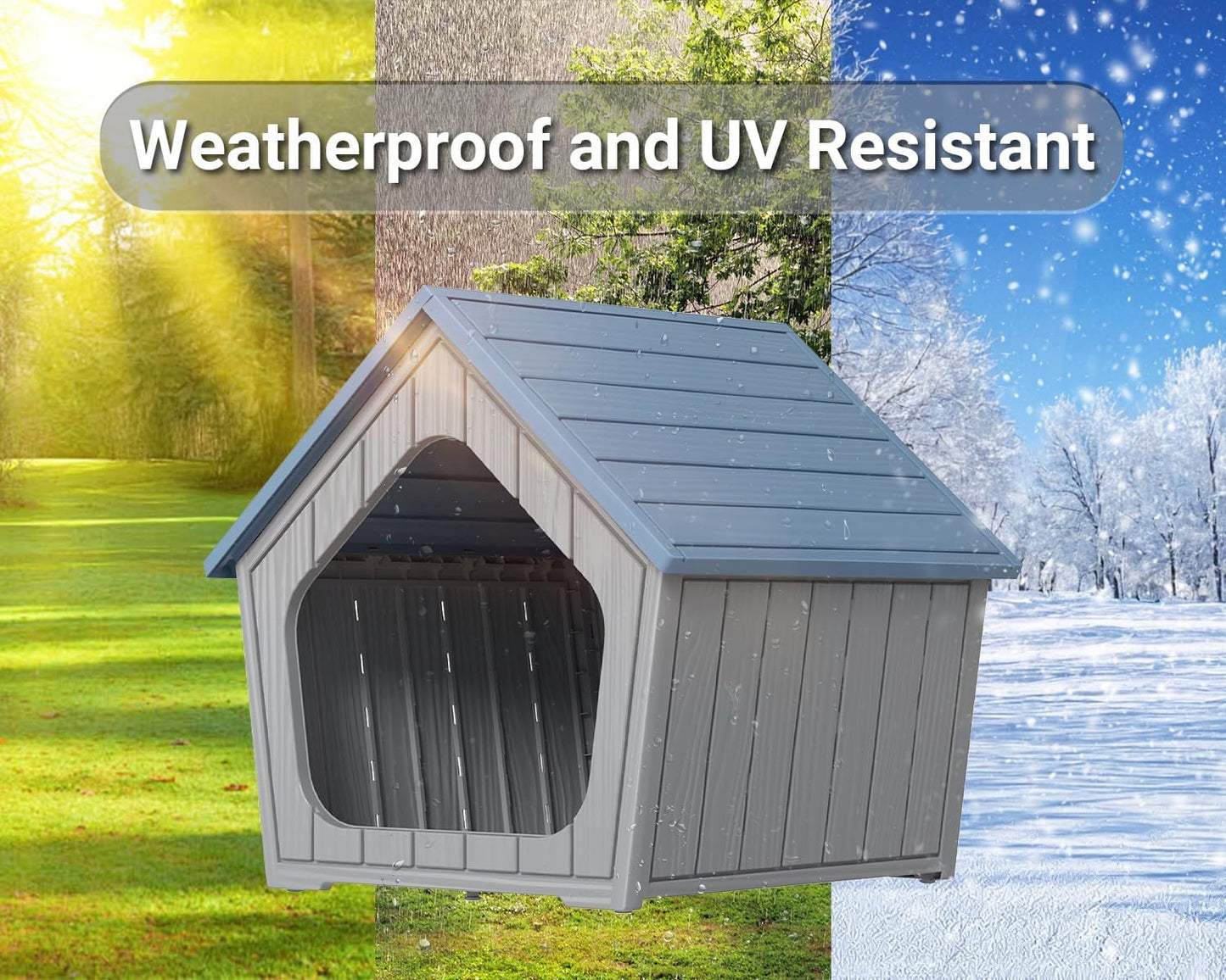 DRATO Dog House Indoor Outdoor Durable Resin Material Houses for Dogs Outside Weatherproof Cozy Small Dog Houses Pet Shelter for Patio, Porch, Living Room