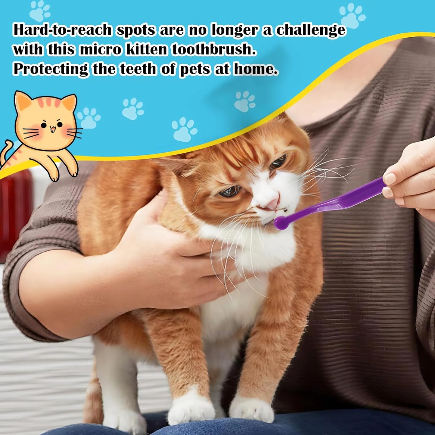 COOCOO BABY Dual Sided Cat Toothbrush Brush Cleaning Brush Dental Tools Cat Accessories Soft Toothbrush for Cats Round Kit with Toothpaste Function for Oral Care Teeth Cleaning Grooming Tool