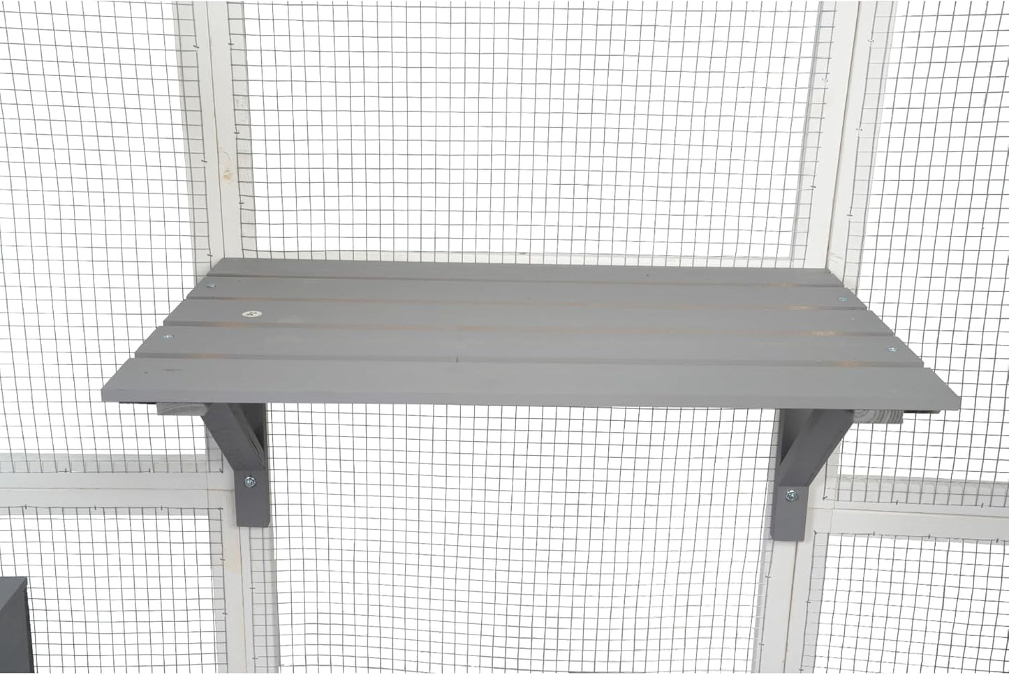 Wooden Outdoor Cat Cage with Asphalt Roof,Cat House with Jump Platforms and Sleeping Nook, Weatherproof Cat Enclosure for Indoor/Outdoor Use, Stylish & Spacious Design,70" L x 37" W x 71" H White