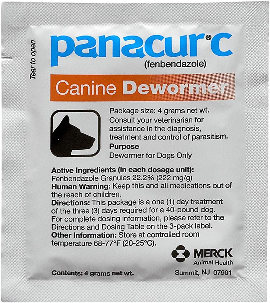 Panacur C Canine Dewormer (Fenbendazole), 4 Gram, 3 Count (Pack of 1), Red